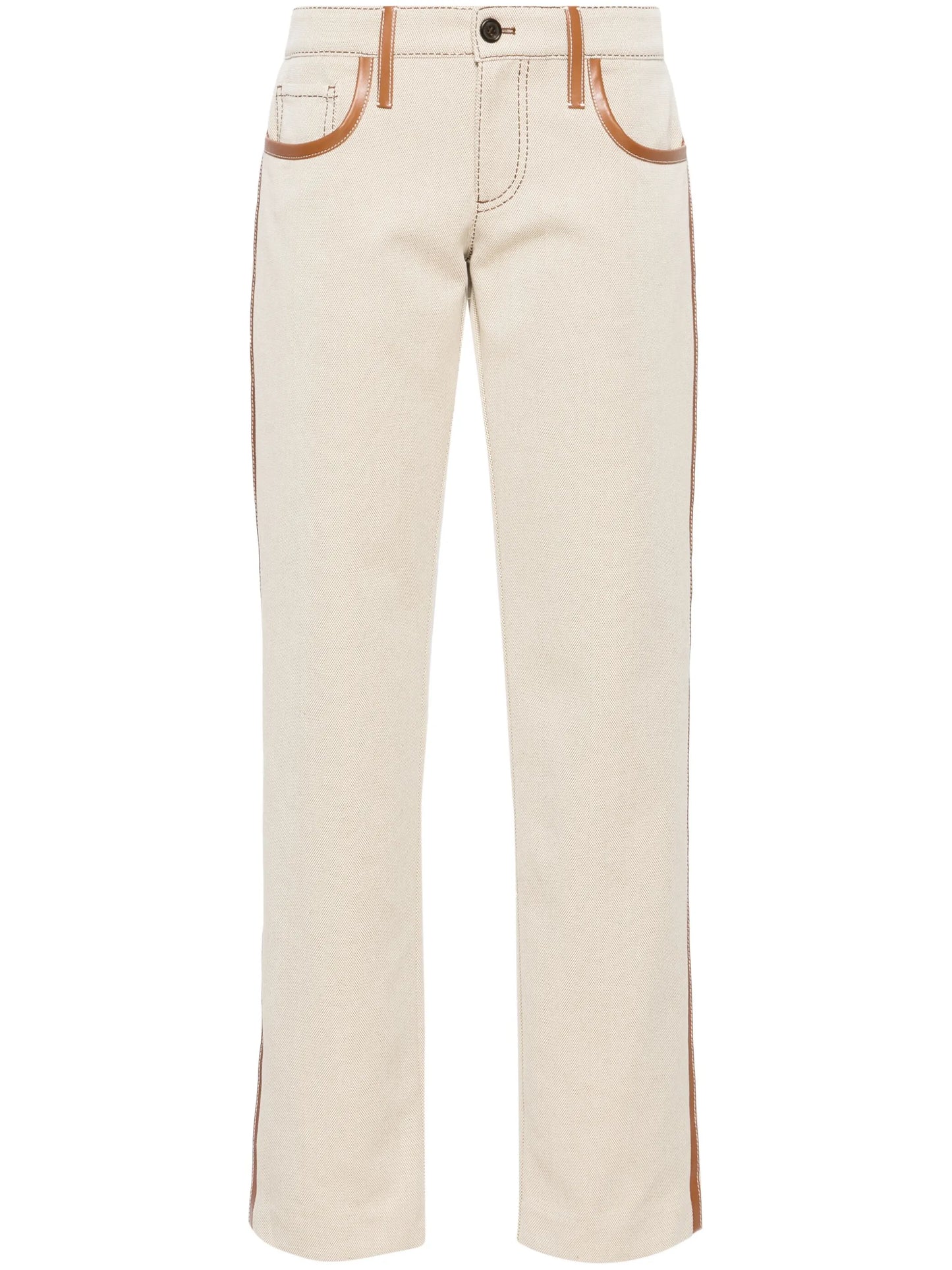 leather-trim canvas trousers