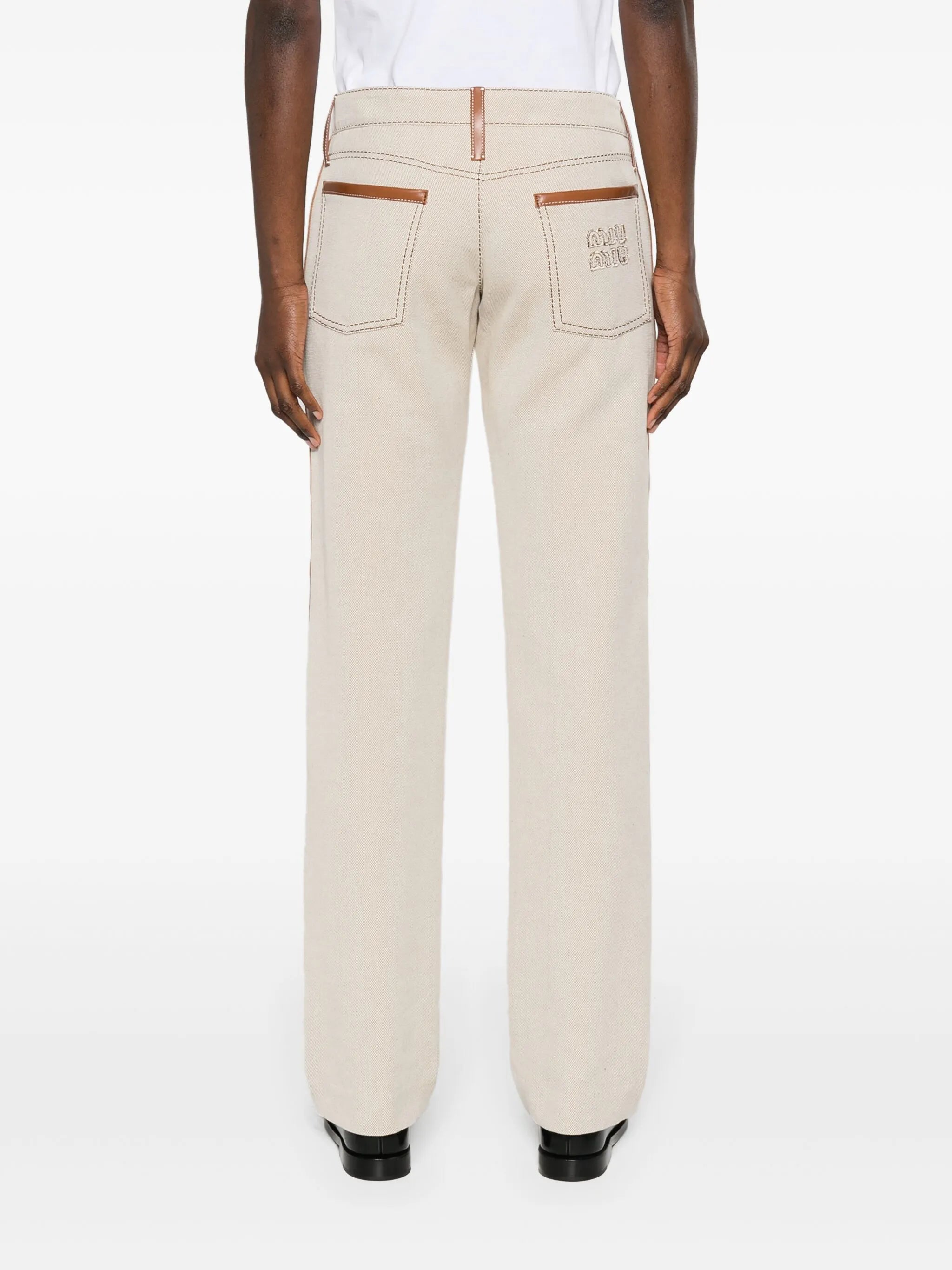 leather-trim canvas trousers