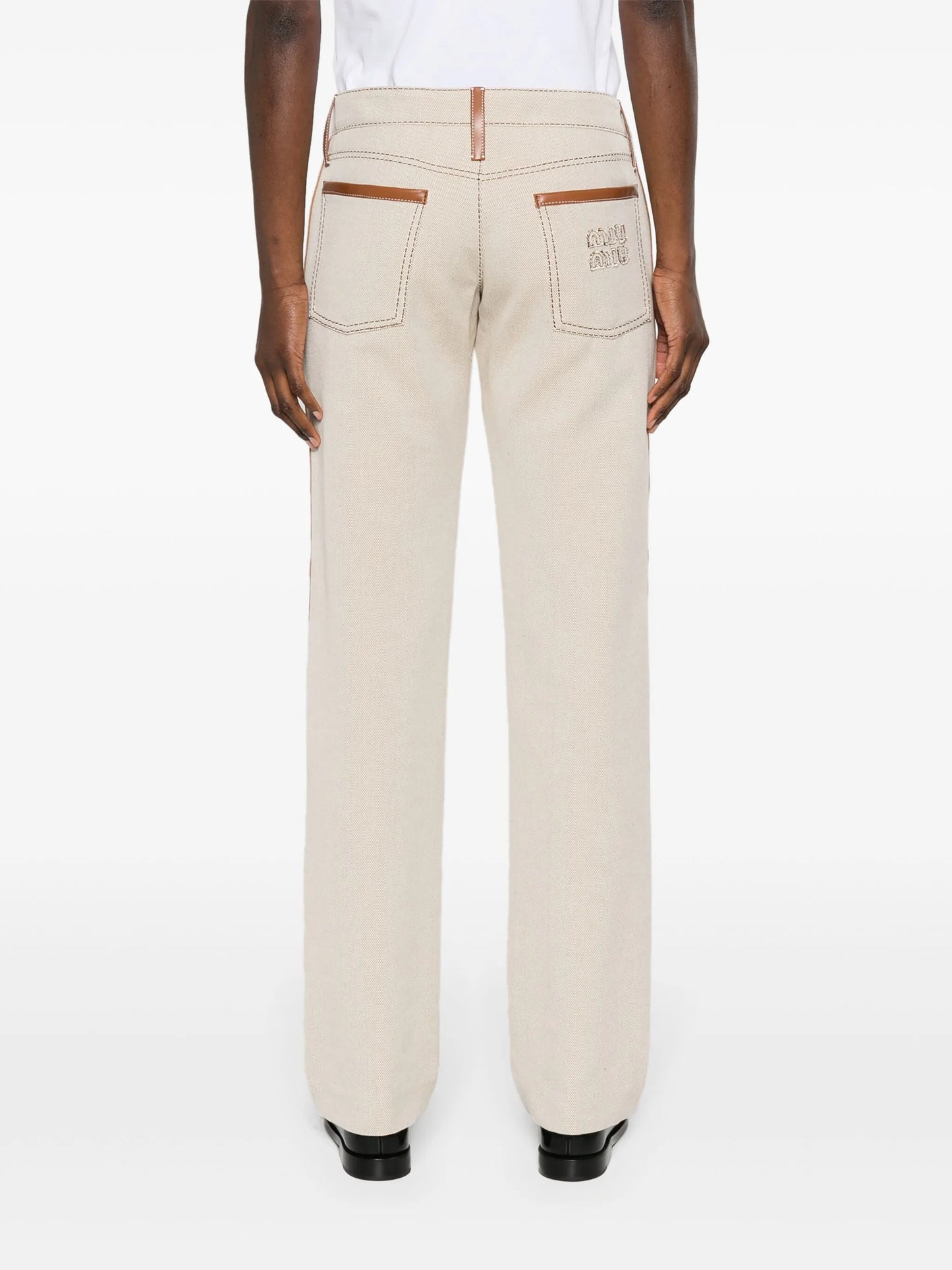 leather-trim canvas trousers