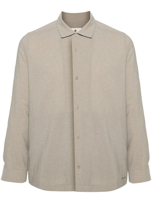 cutaway-collar button-up shirt