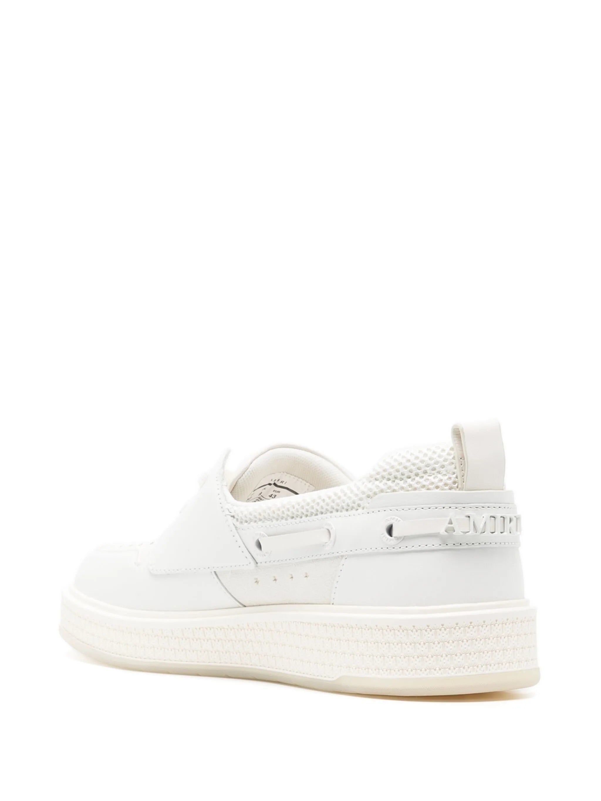 monogram-plaque leather boat shoes