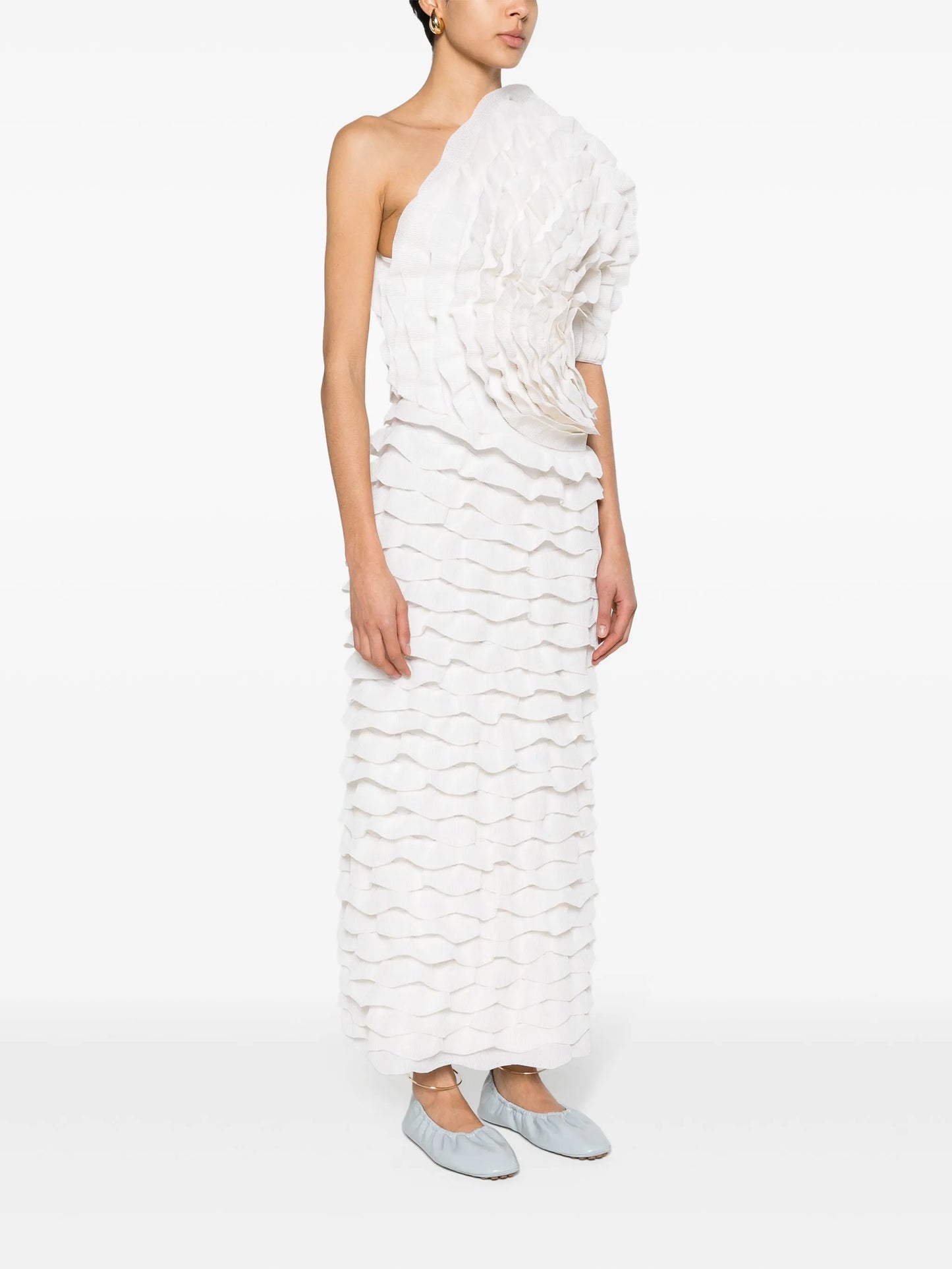 ruffled asymmetric maxi dress
