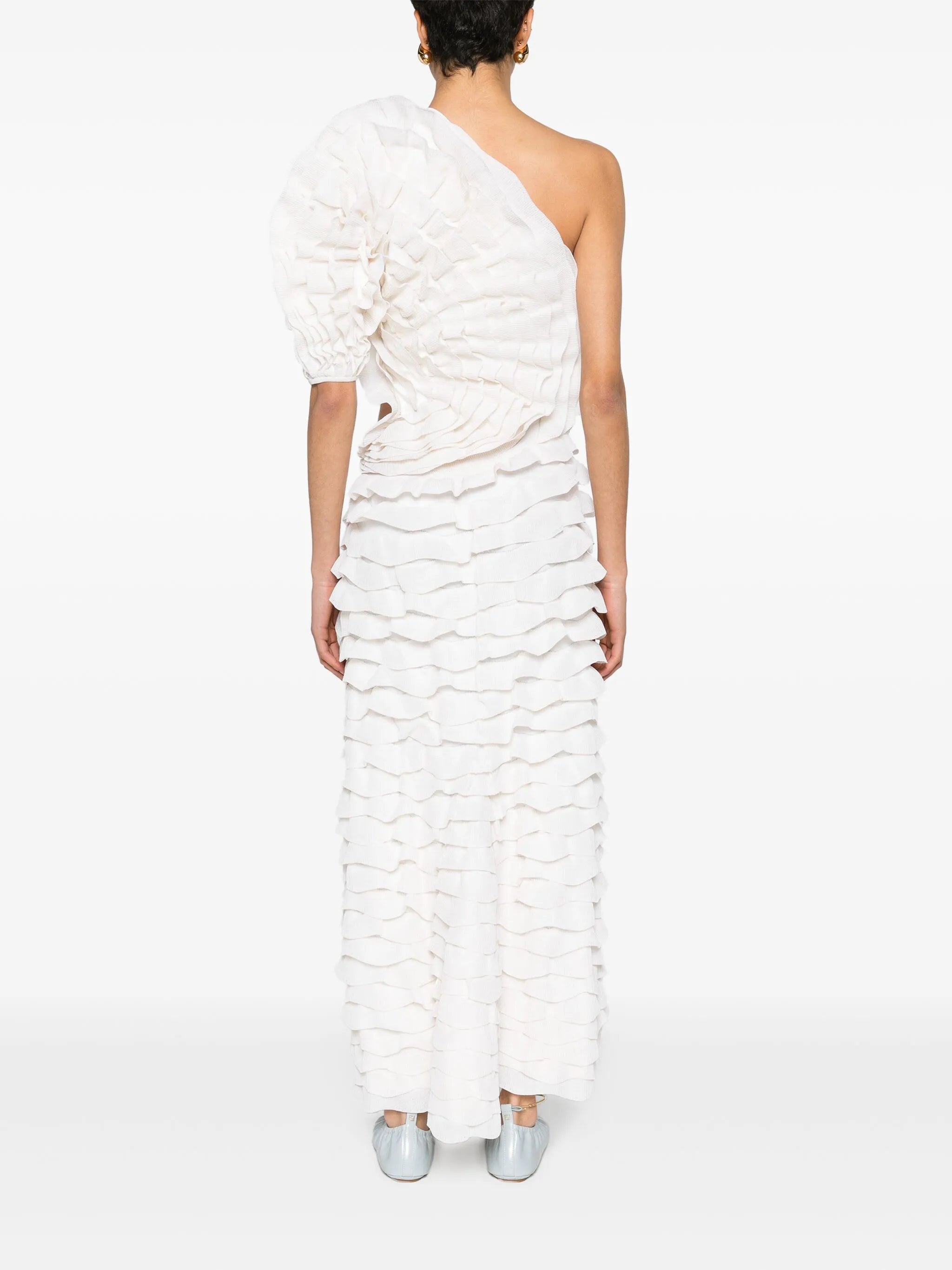 ruffled asymmetric maxi dress