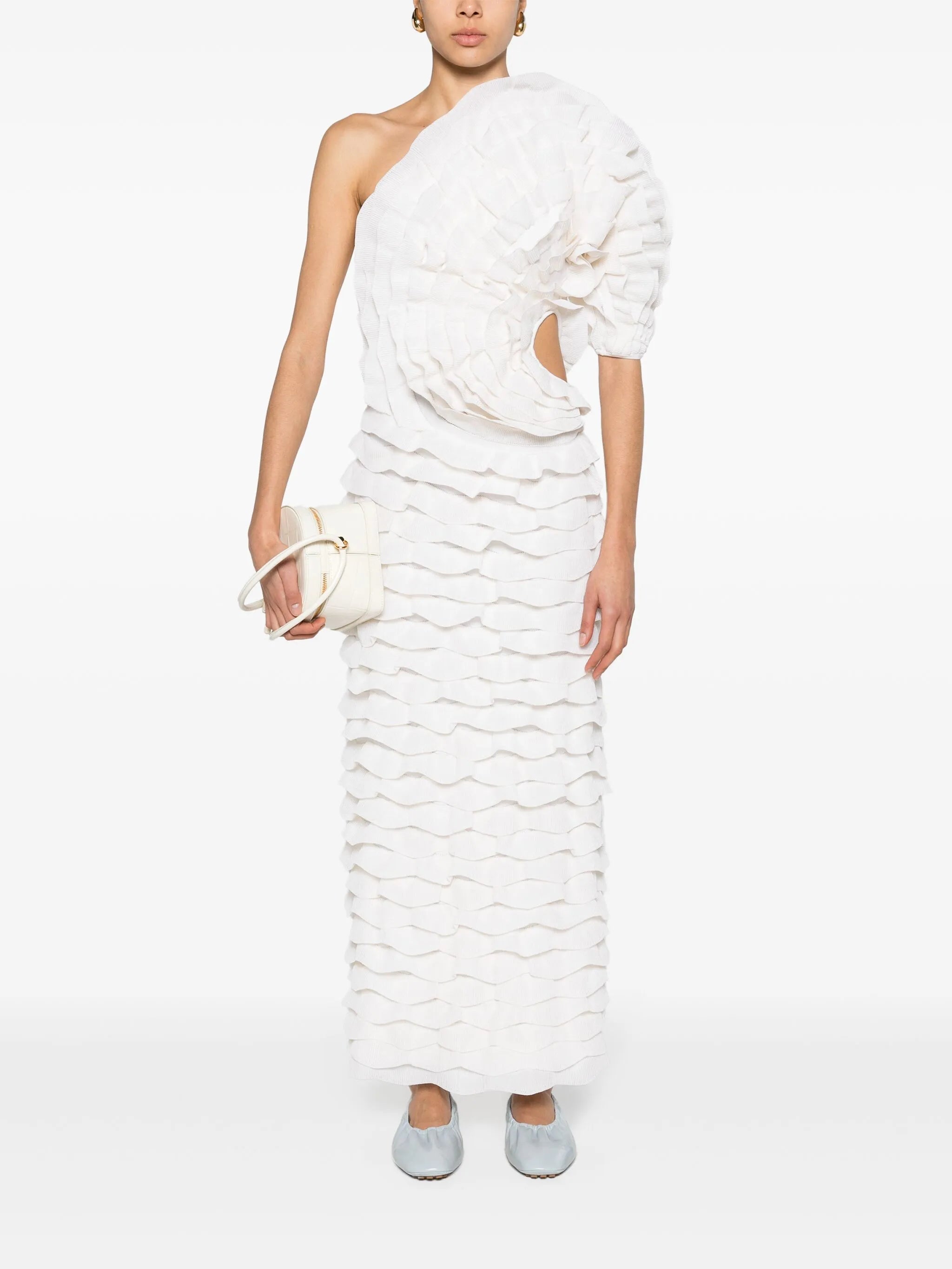 ruffled asymmetric maxi dress