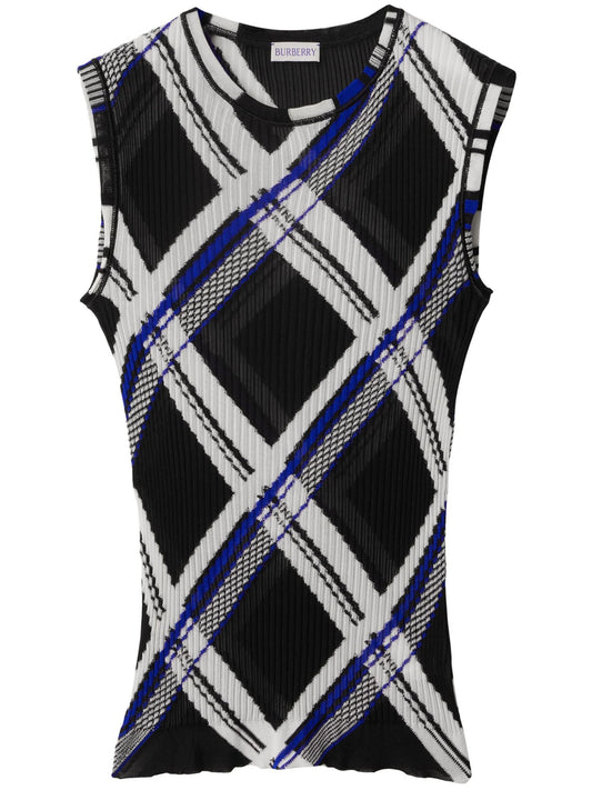 checked silk top