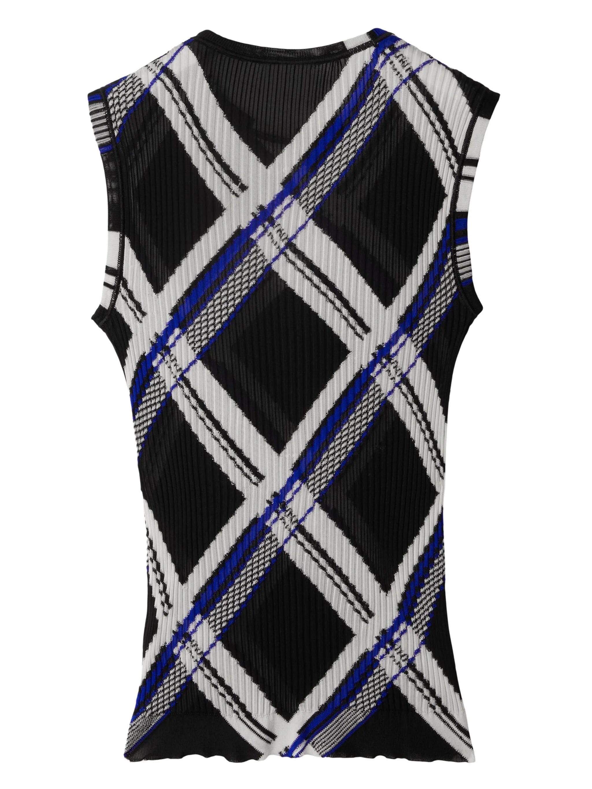 checked silk top