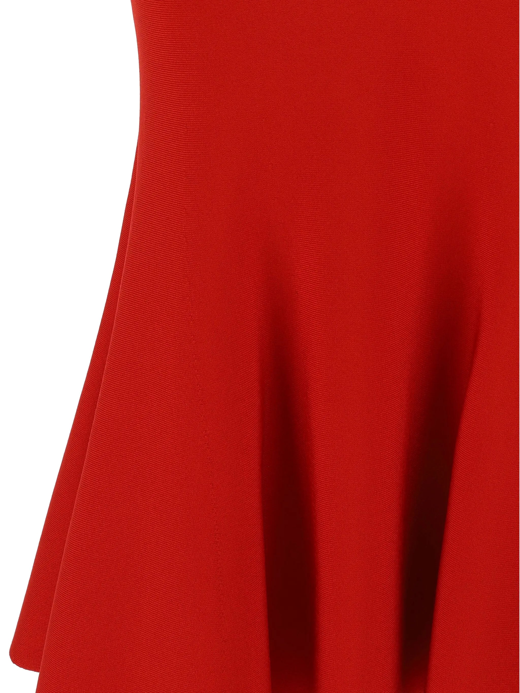 square-neck flared midi dress