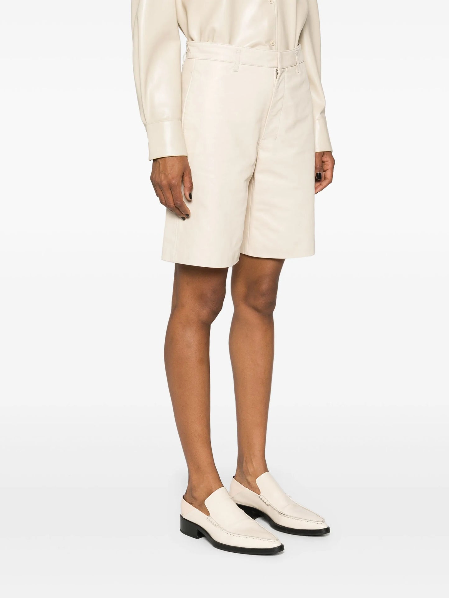 leather knee shorts