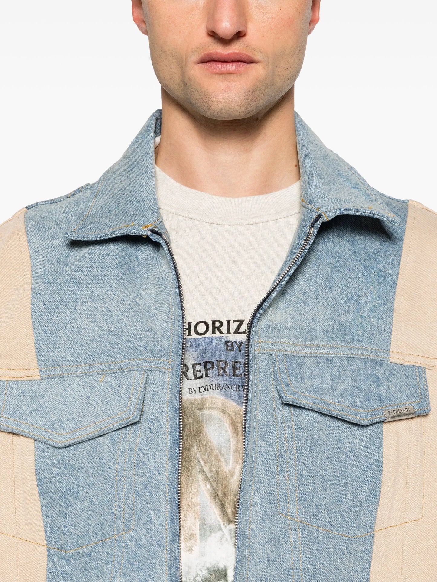colour-block denim jacket