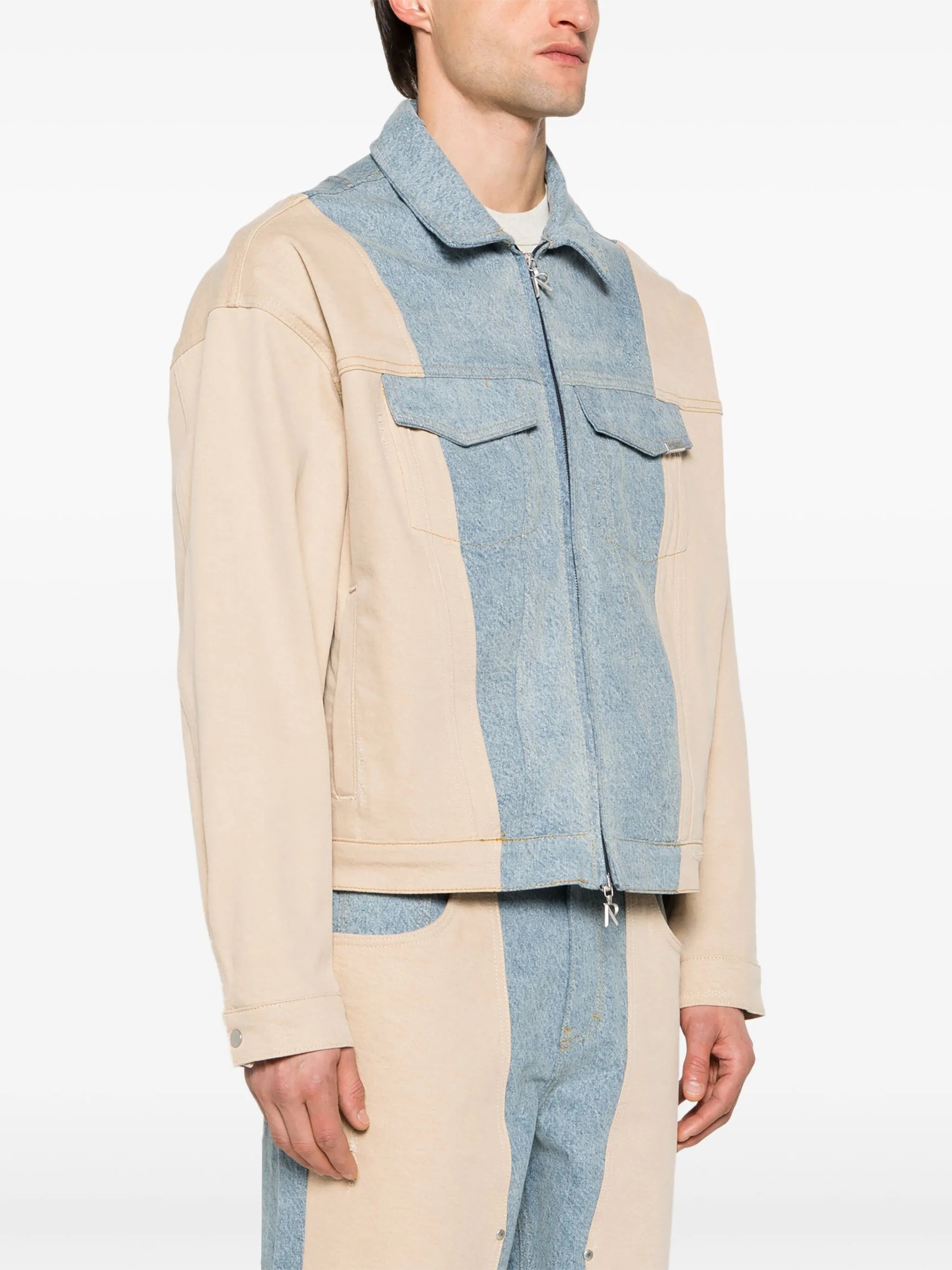 colour-block denim jacket