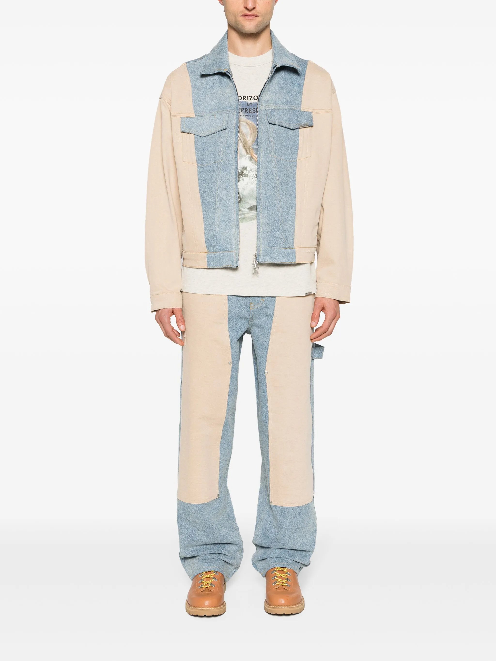 colour-block denim jacket