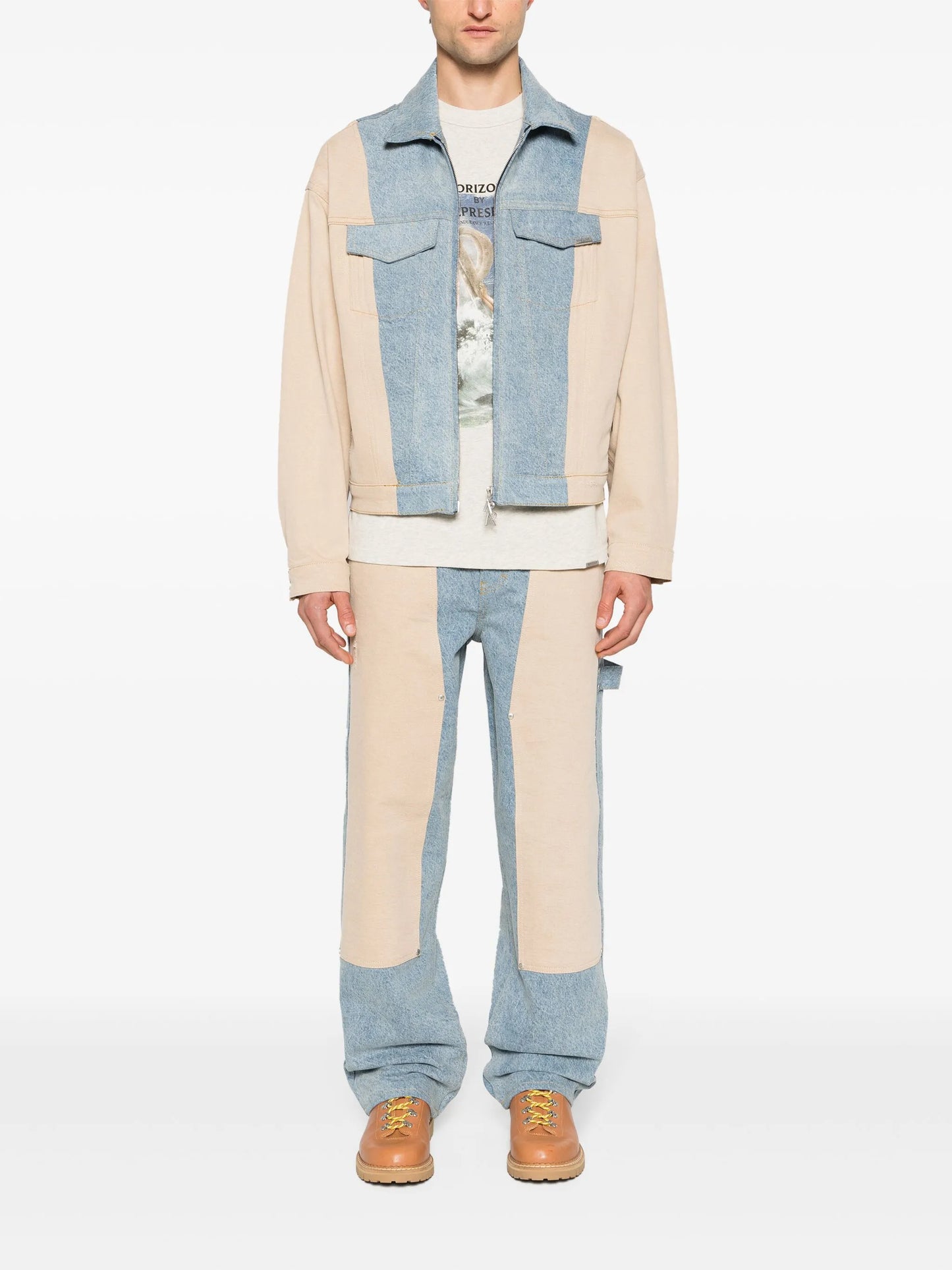 colour-block denim jacket