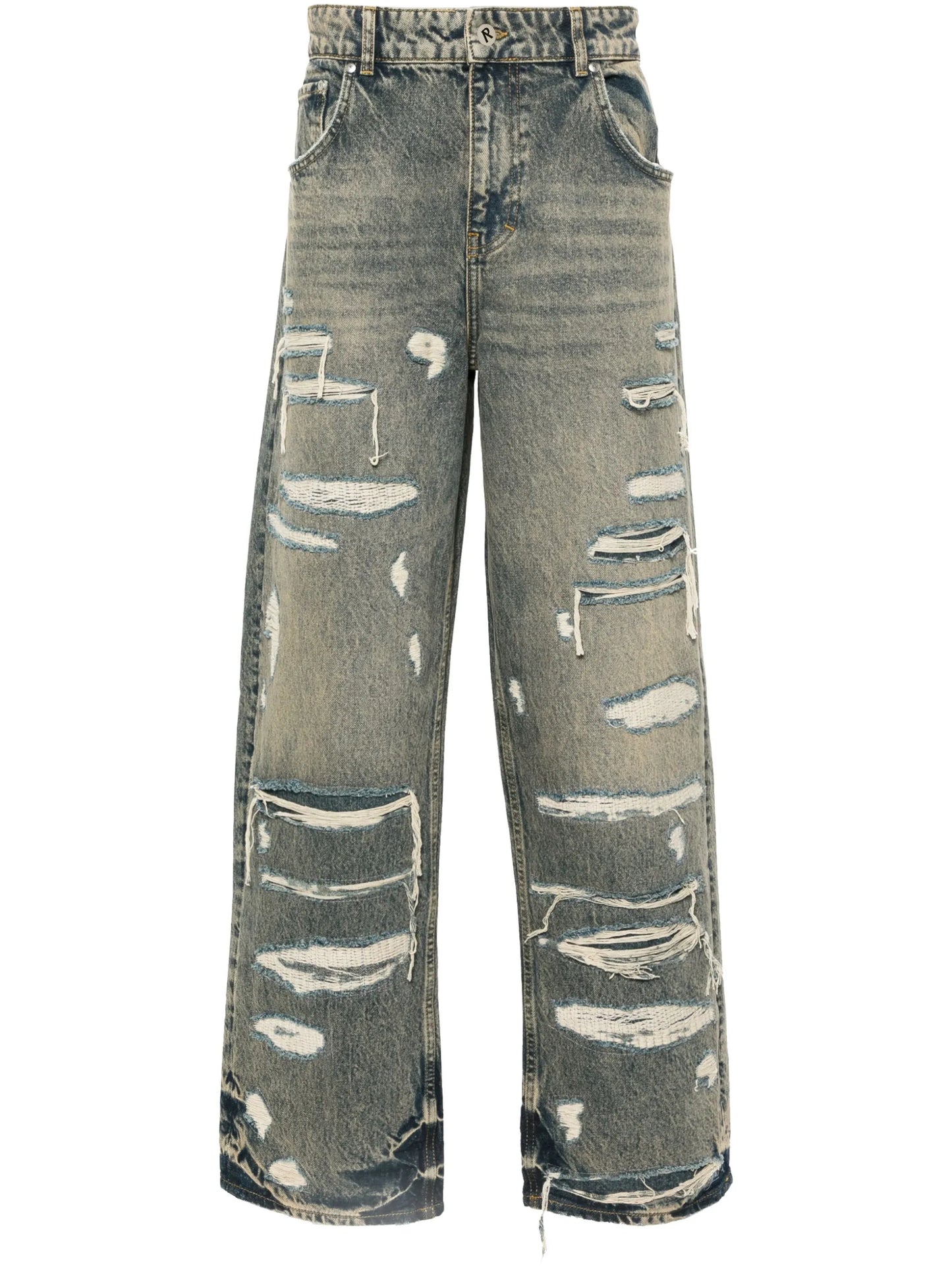 R3D distressed straight-leg jeans