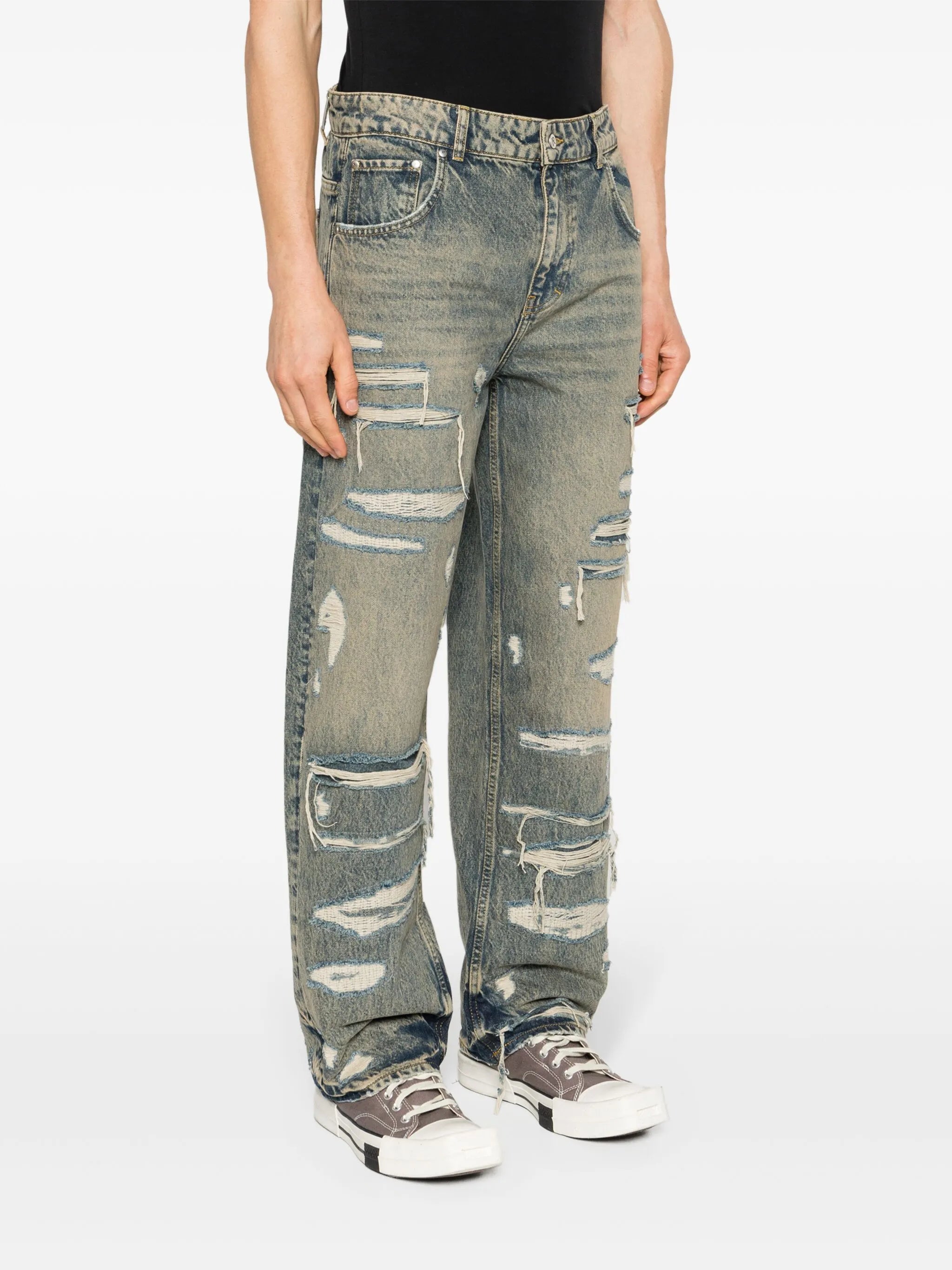R3D distressed straight-leg jeans