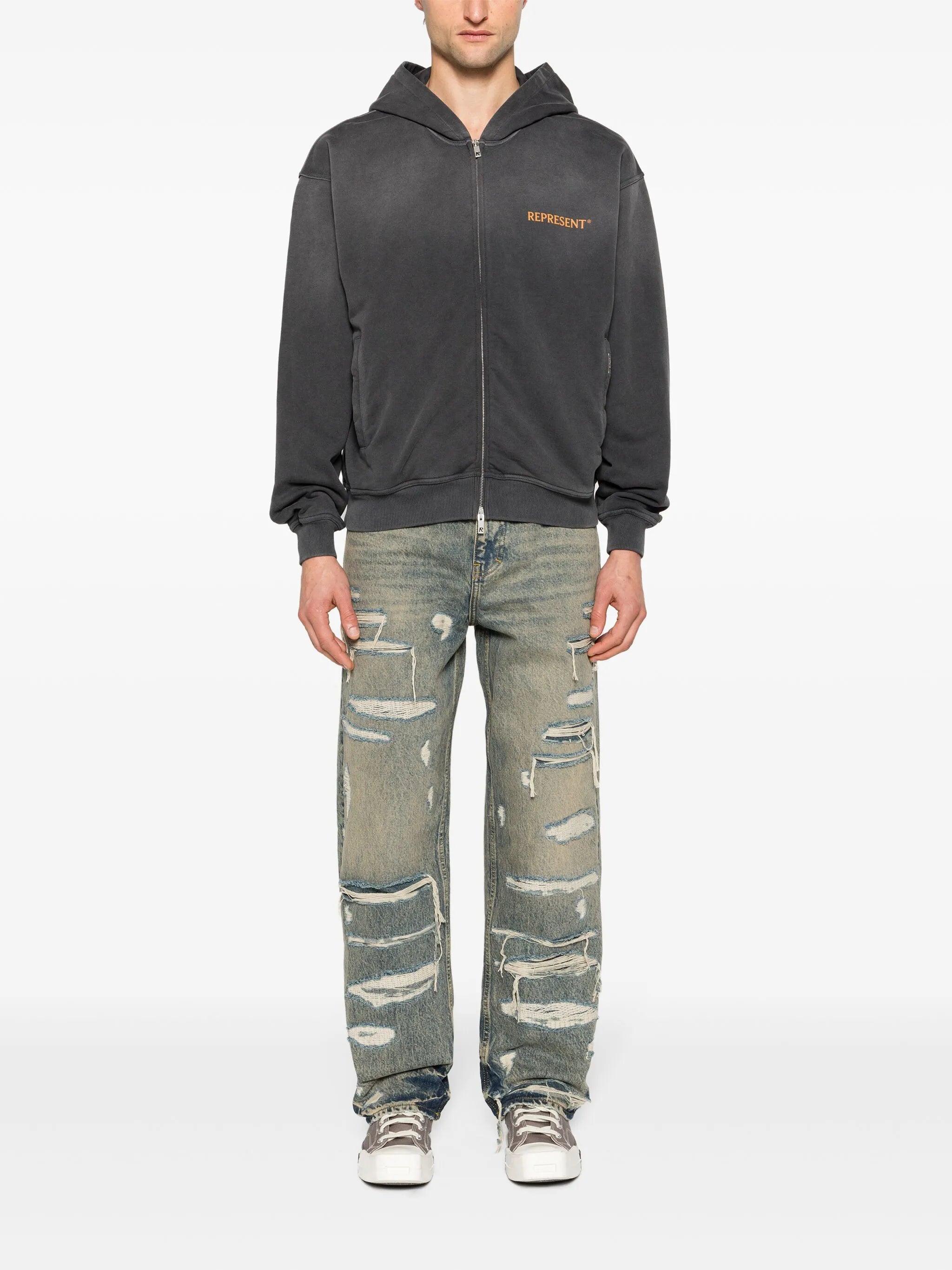 R3D distressed straight-leg jeans