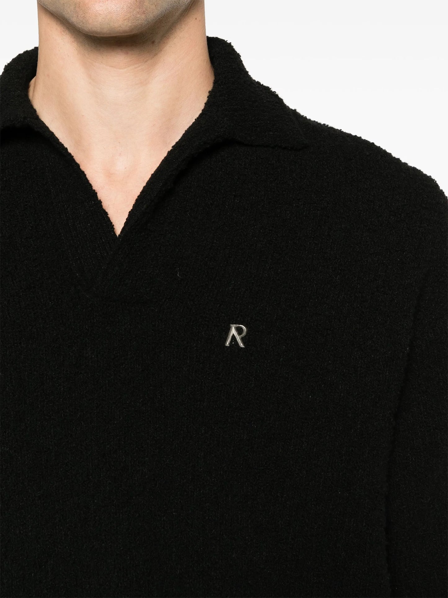 bouclé knit polo shirt