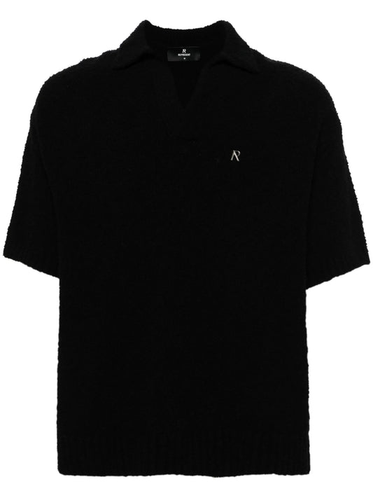 bouclé knit polo shirt