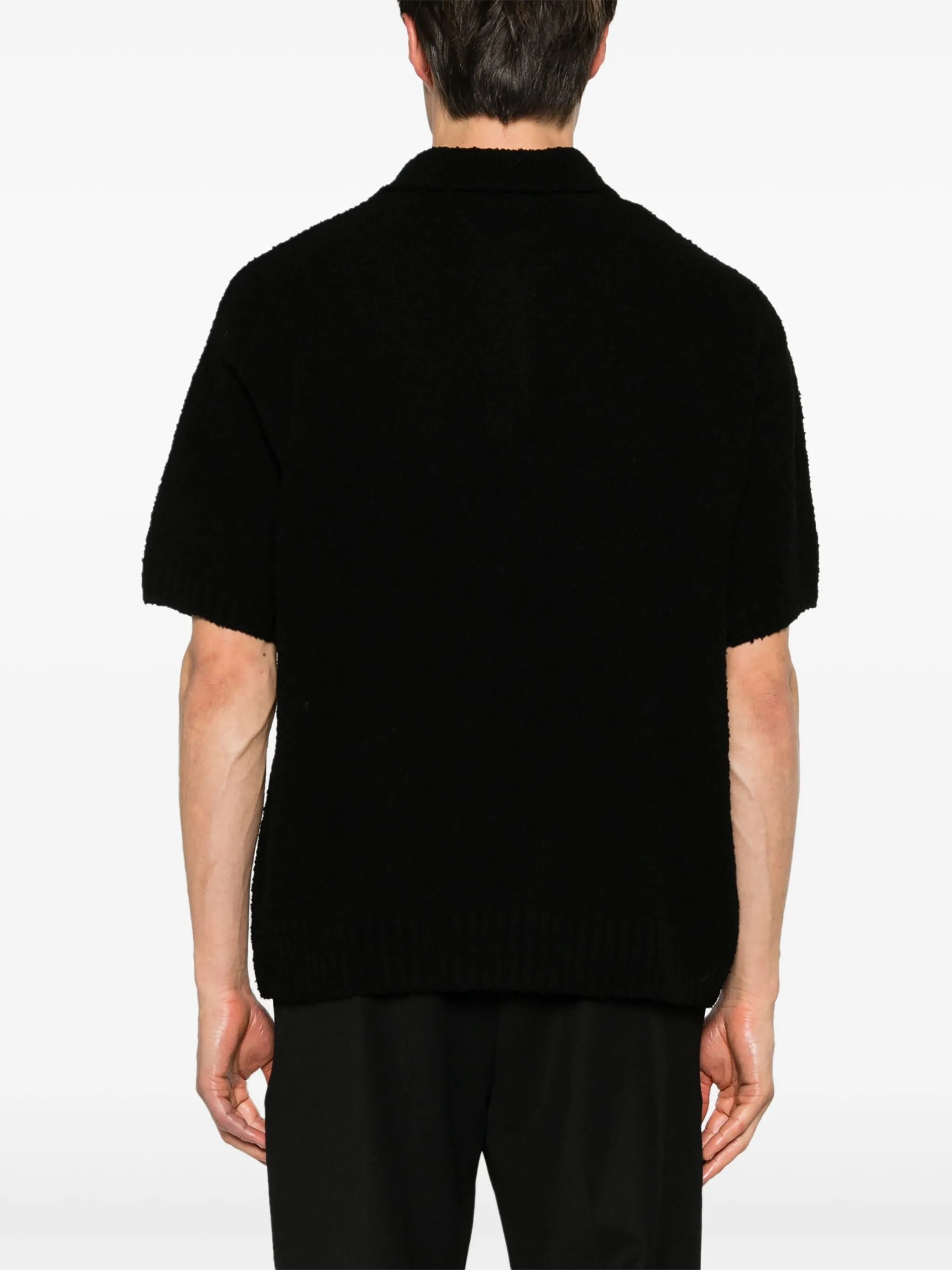 bouclé knit polo shirt