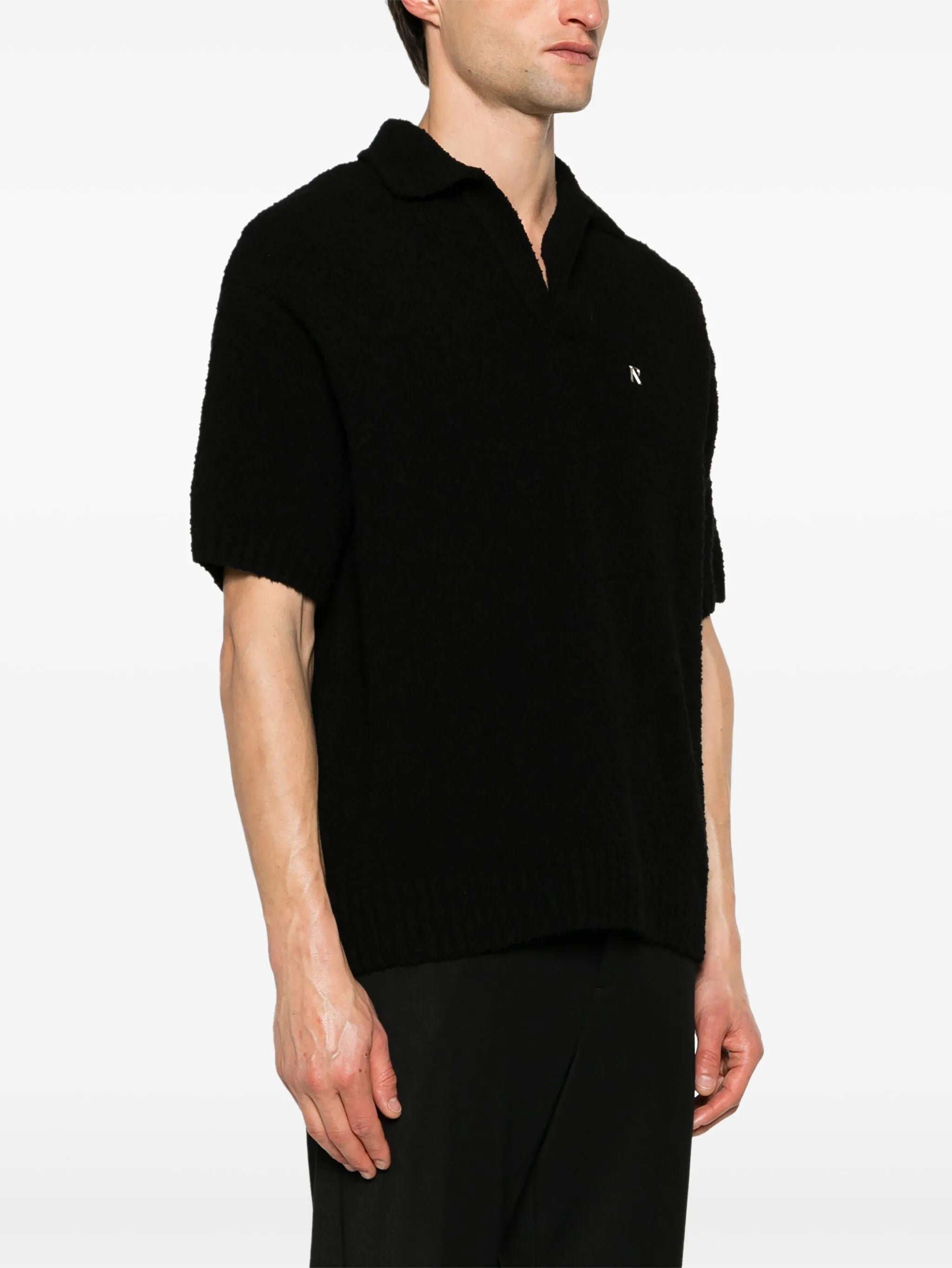 bouclé knit polo shirt