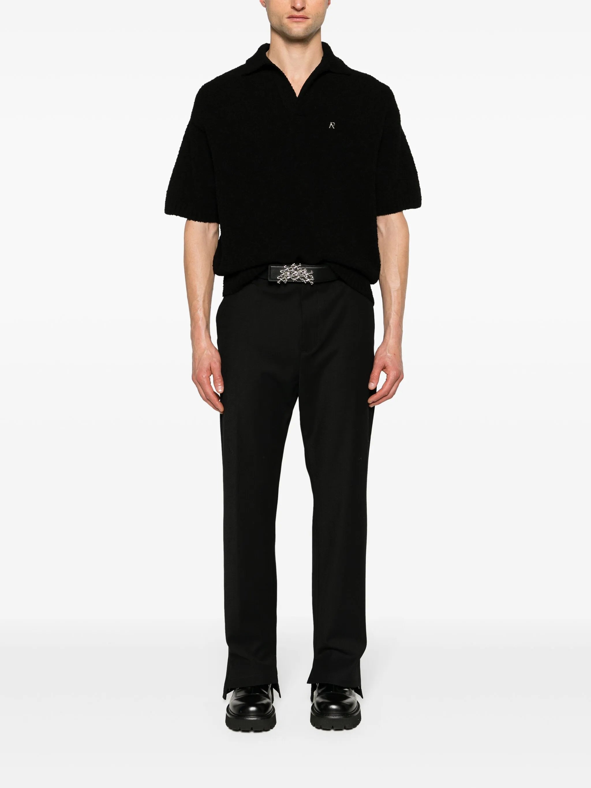 bouclé knit polo shirt