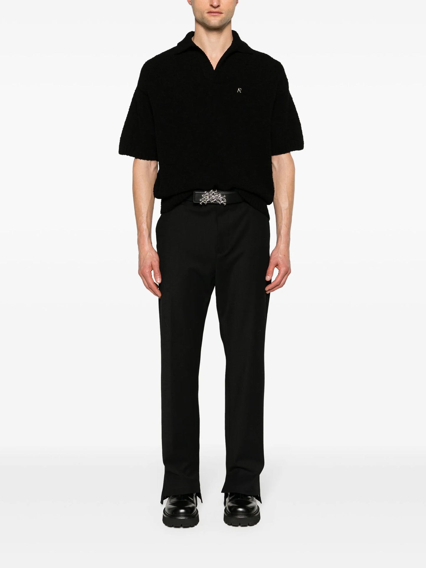 bouclé knit polo shirt