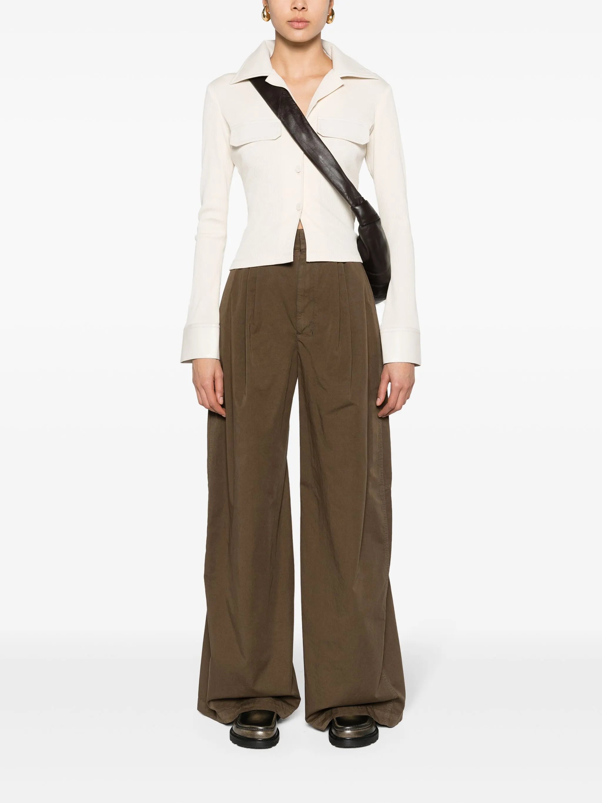 pleat-detailing wide-leg trousers