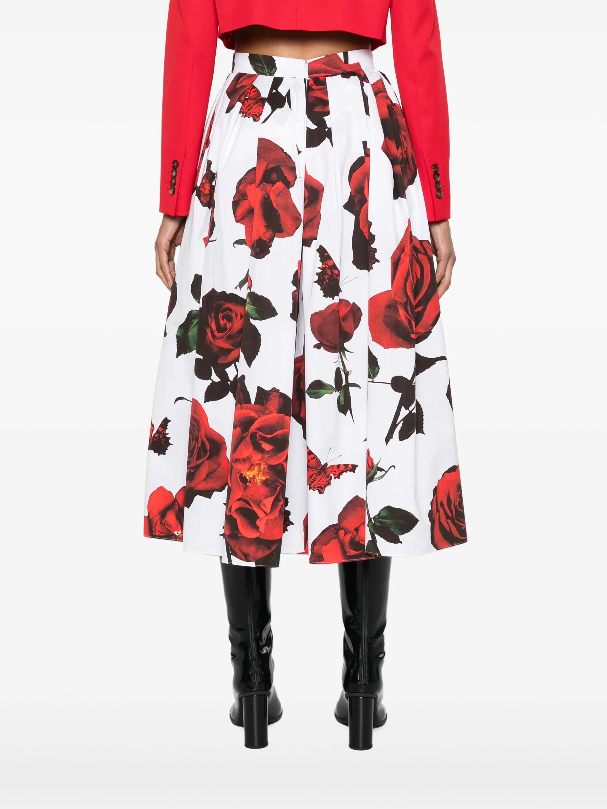 Tudor Rose-print cotton skirt