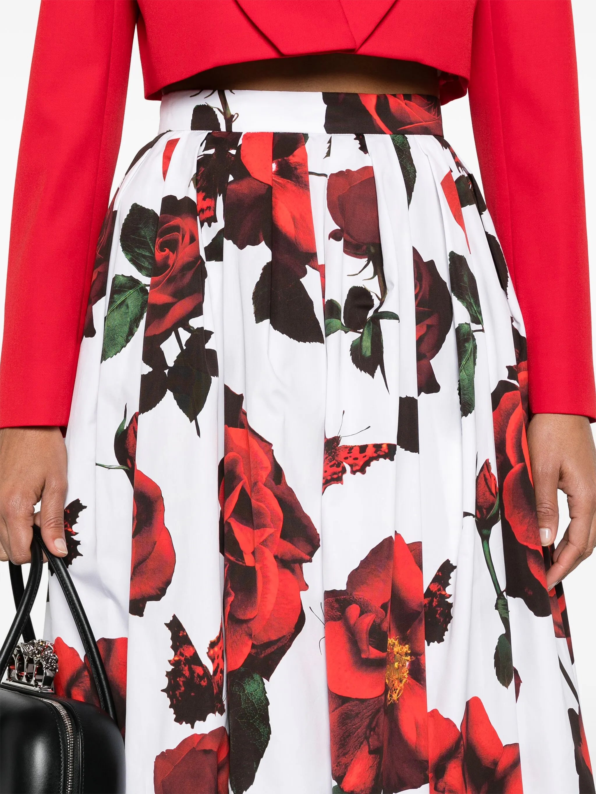 Tudor Rose-print cotton skirt