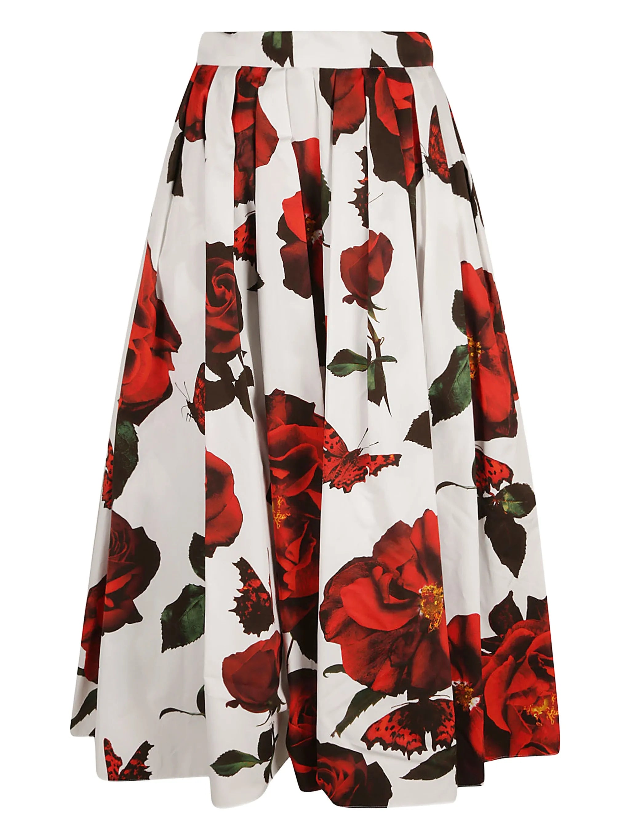 Tudor Rose-print cotton skirt