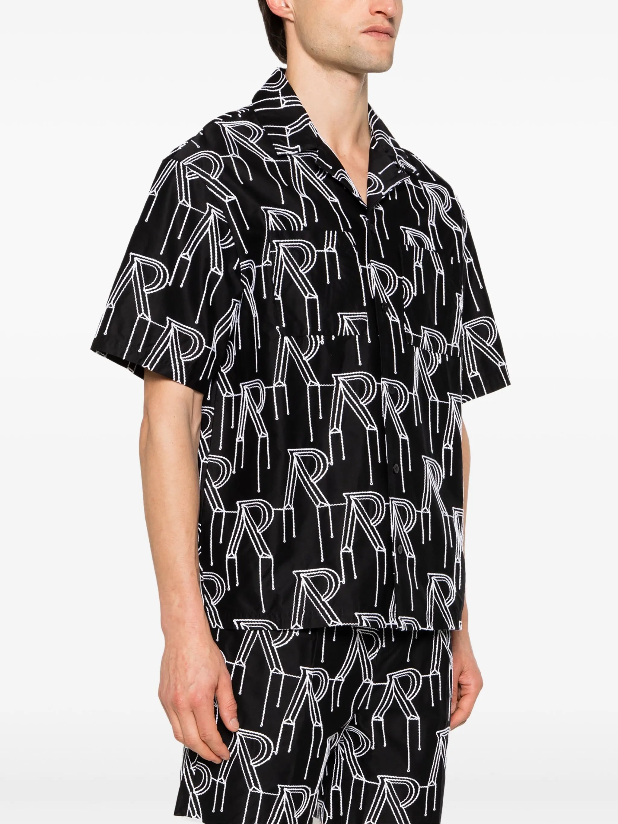 Initial-embroidered cotton overshirt