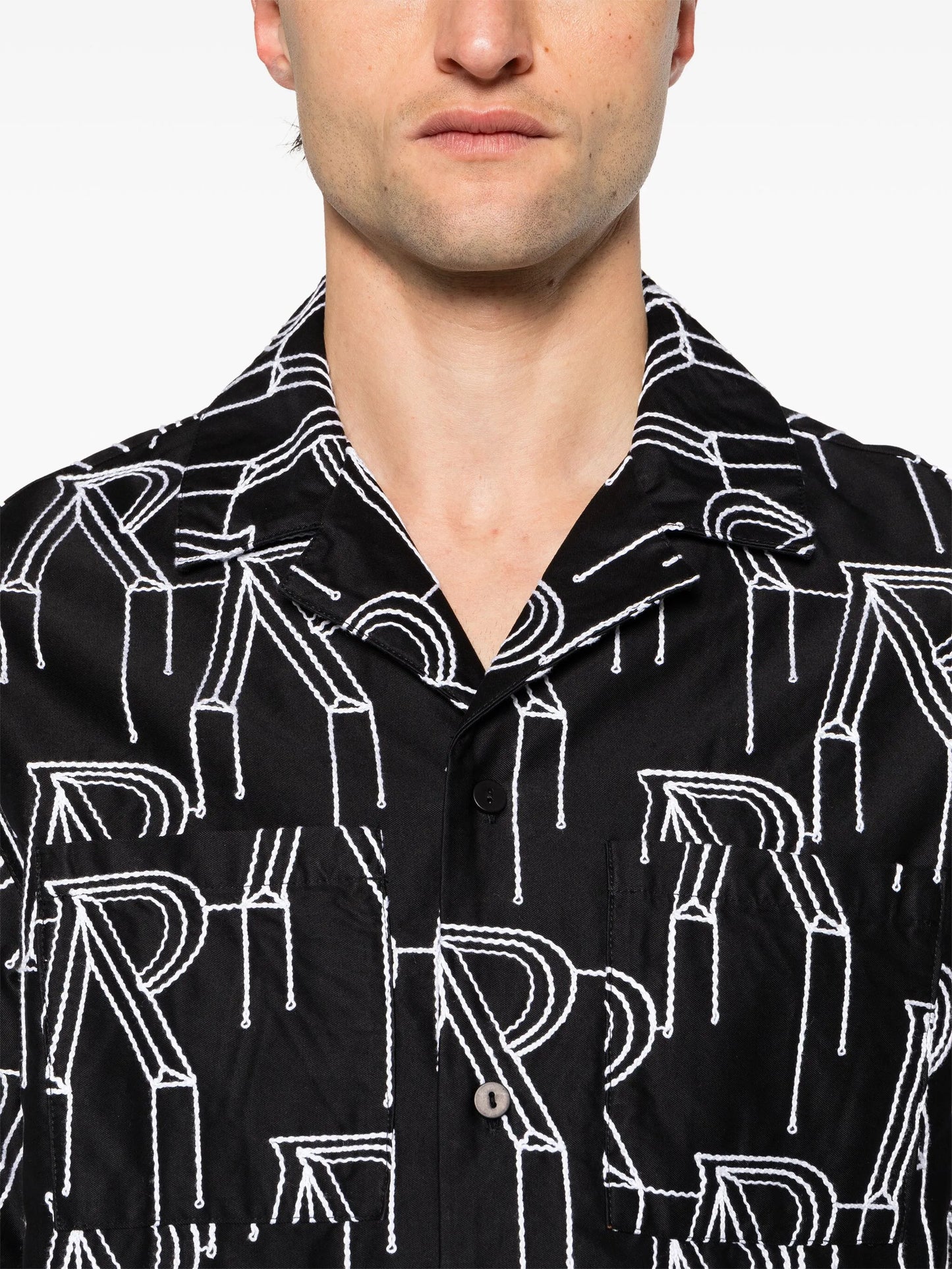Initial-embroidered cotton overshirt
