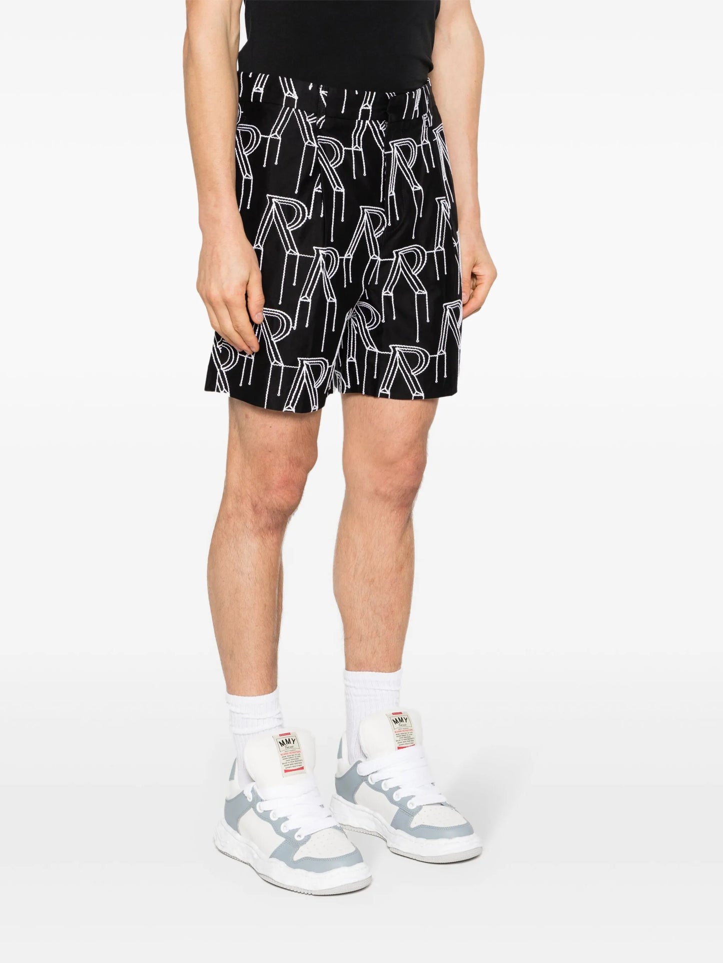 Initial-embroidered tailored shorts