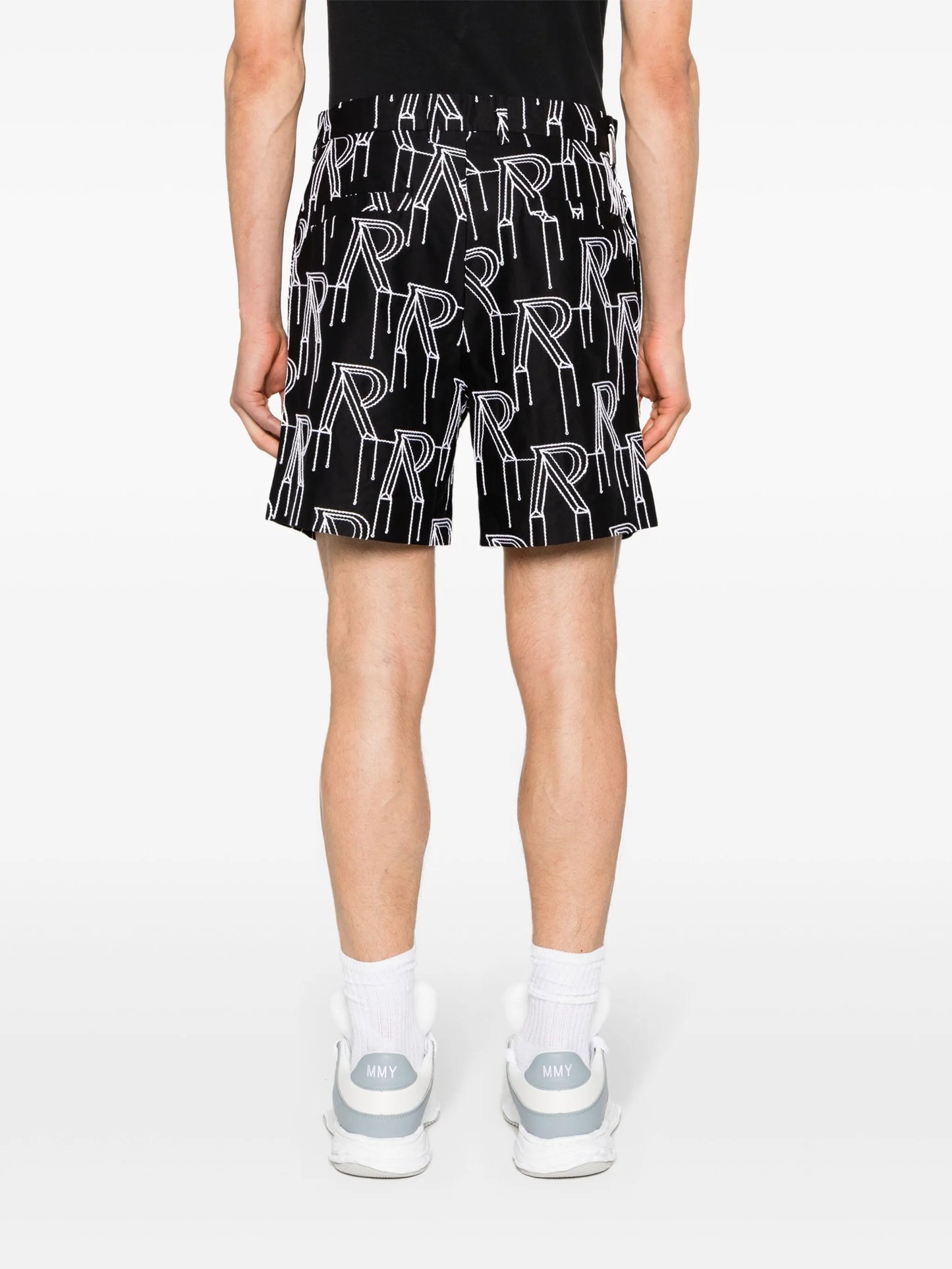 Initial-embroidered tailored shorts