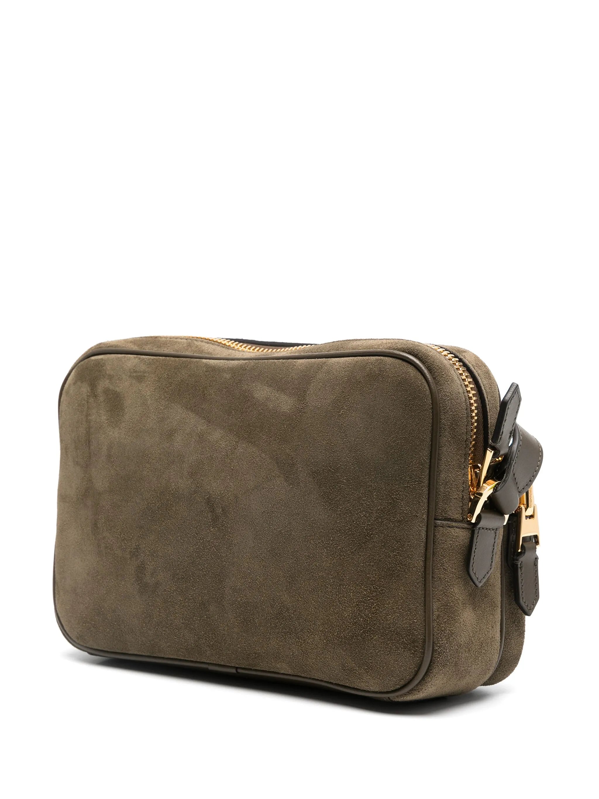 logo-patch suede messenger bag