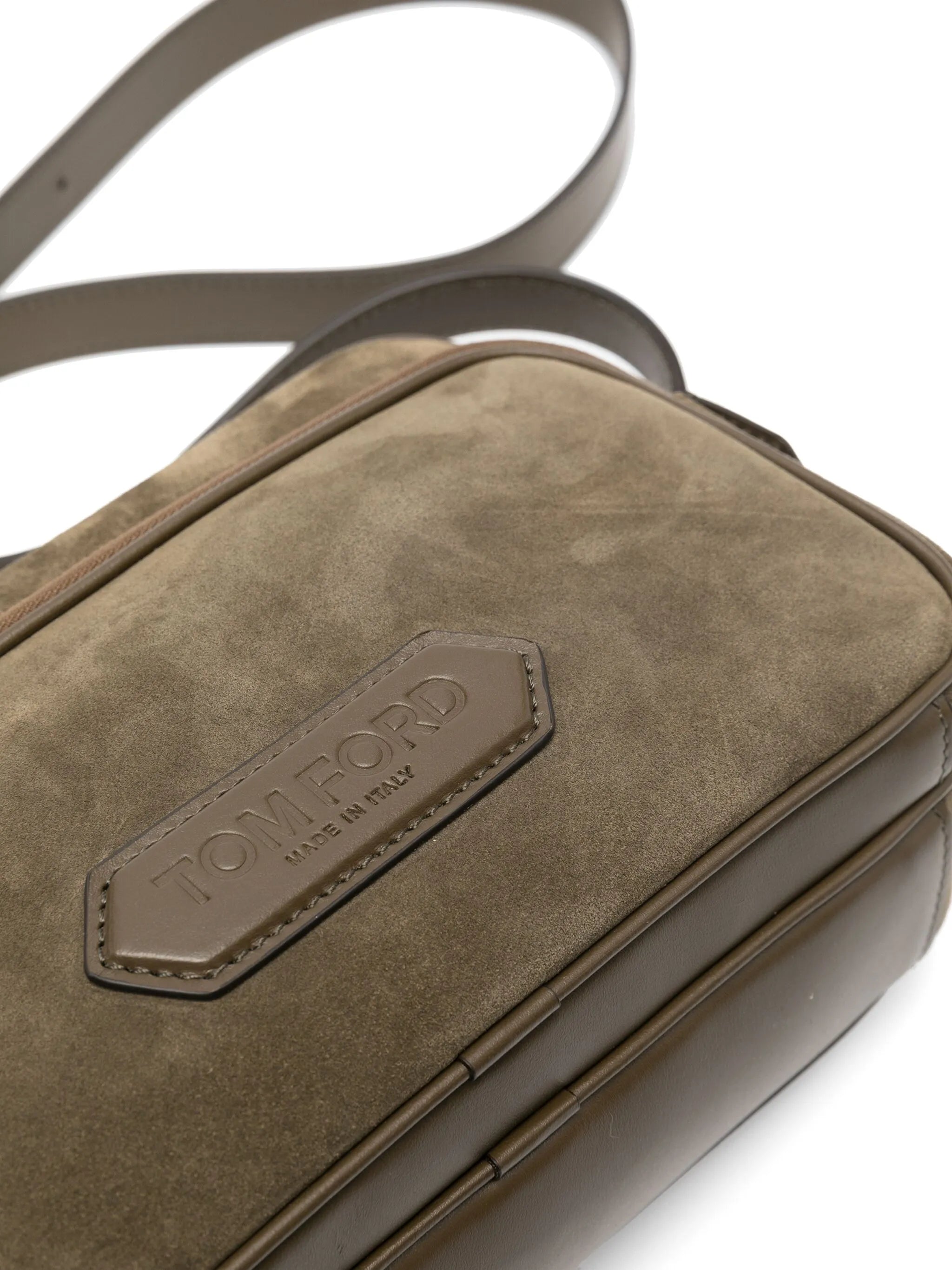 logo-patch suede messenger bag