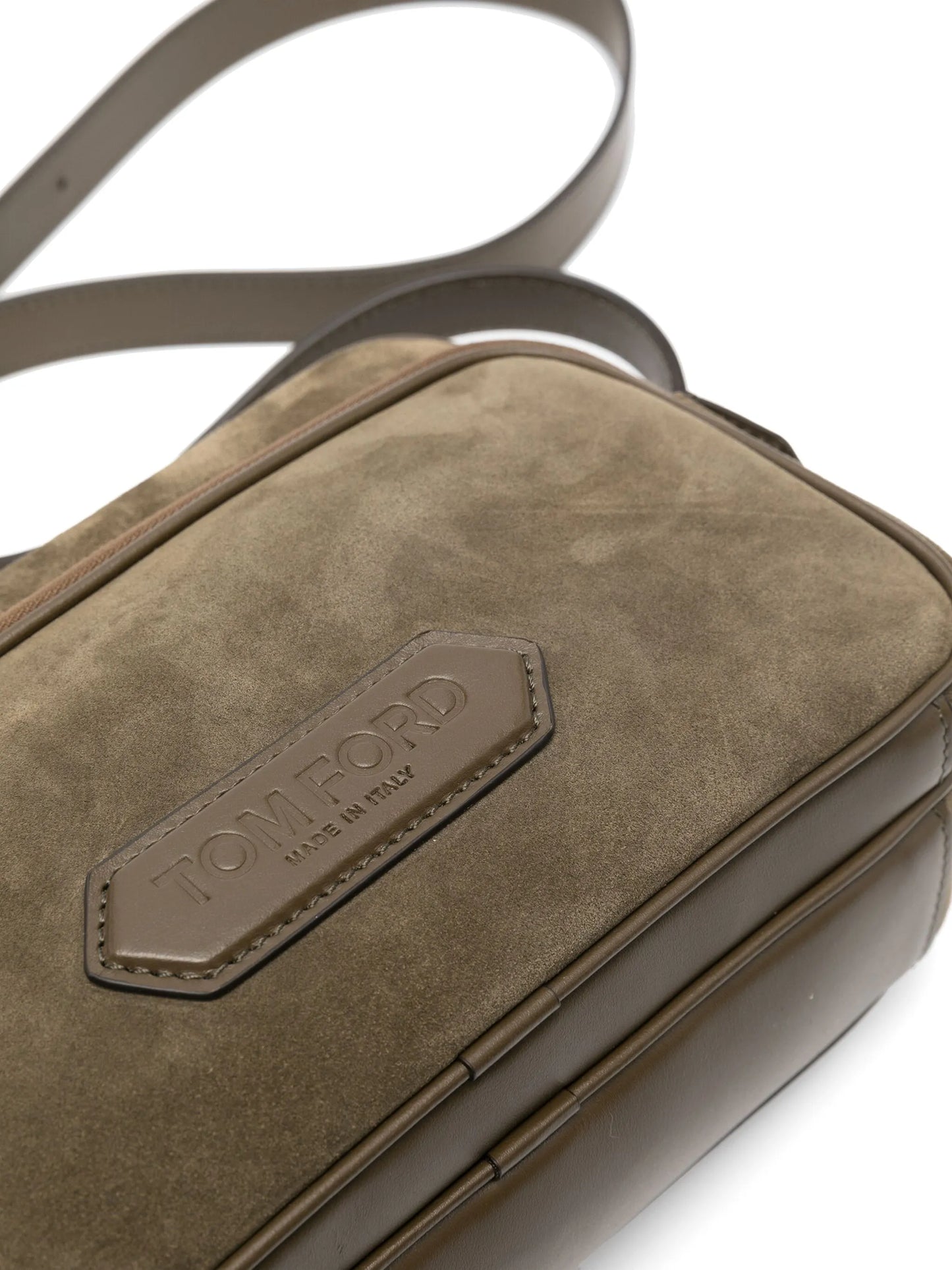 logo-patch suede messenger bag