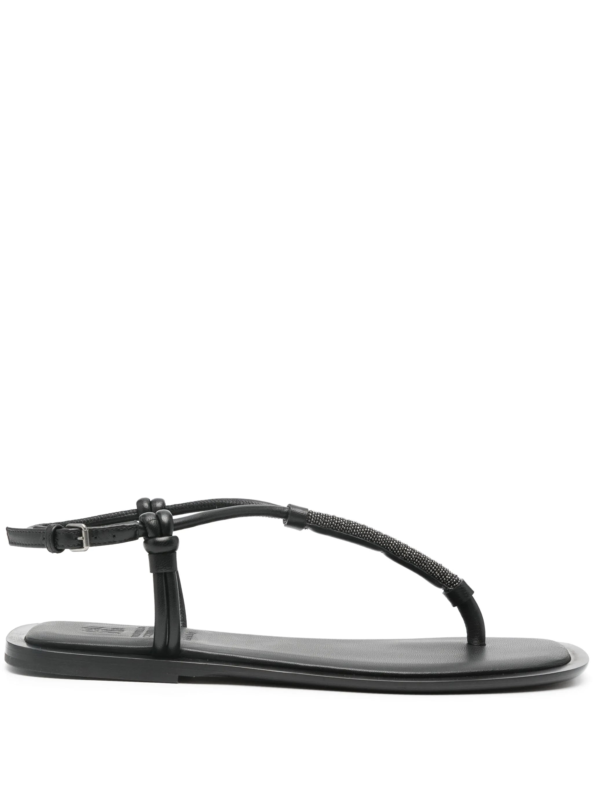 Monili-chain leather sandals