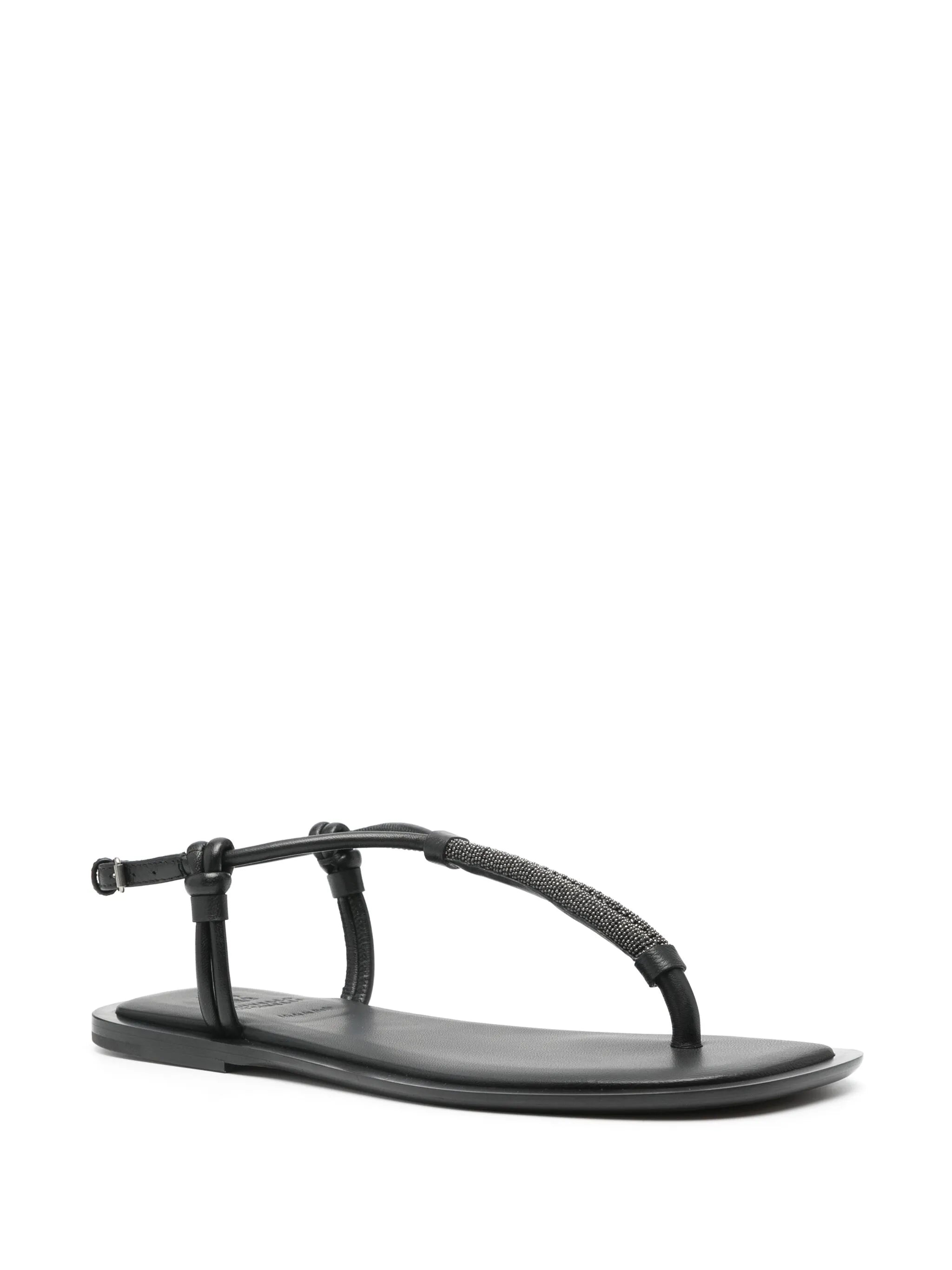 Monili-chain leather sandals