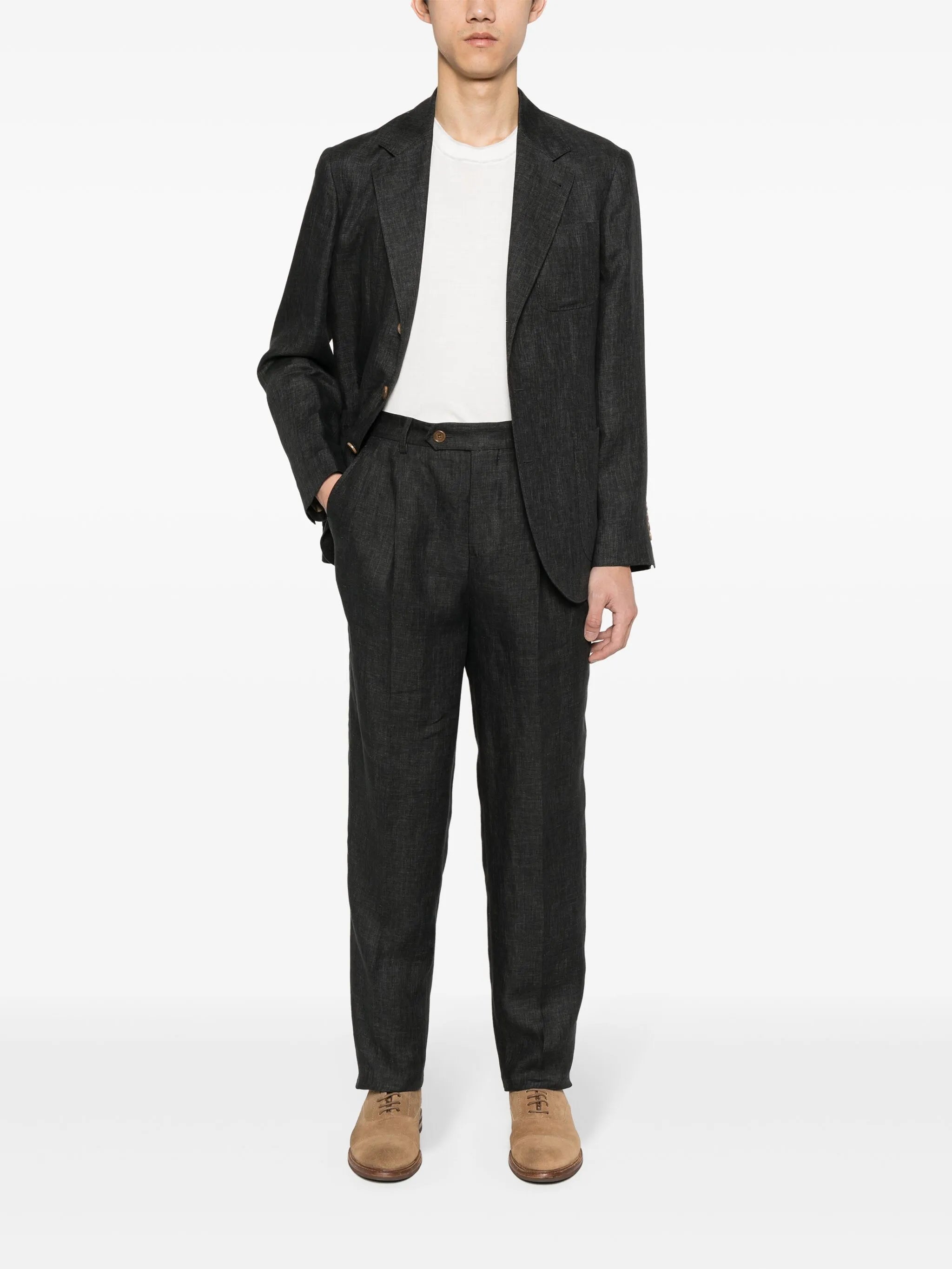 mélange single-breasted suit