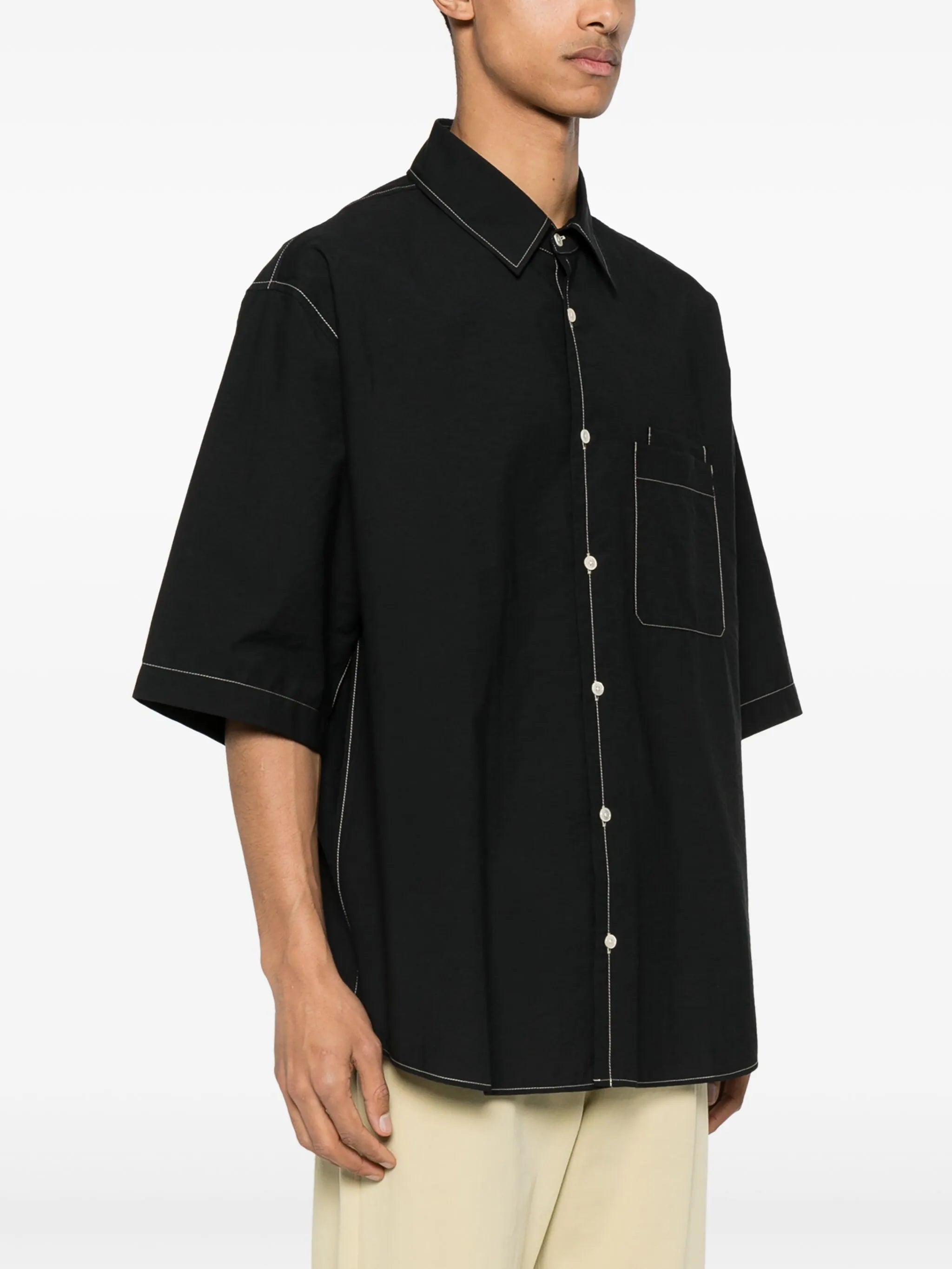 contrast-stitching shirt