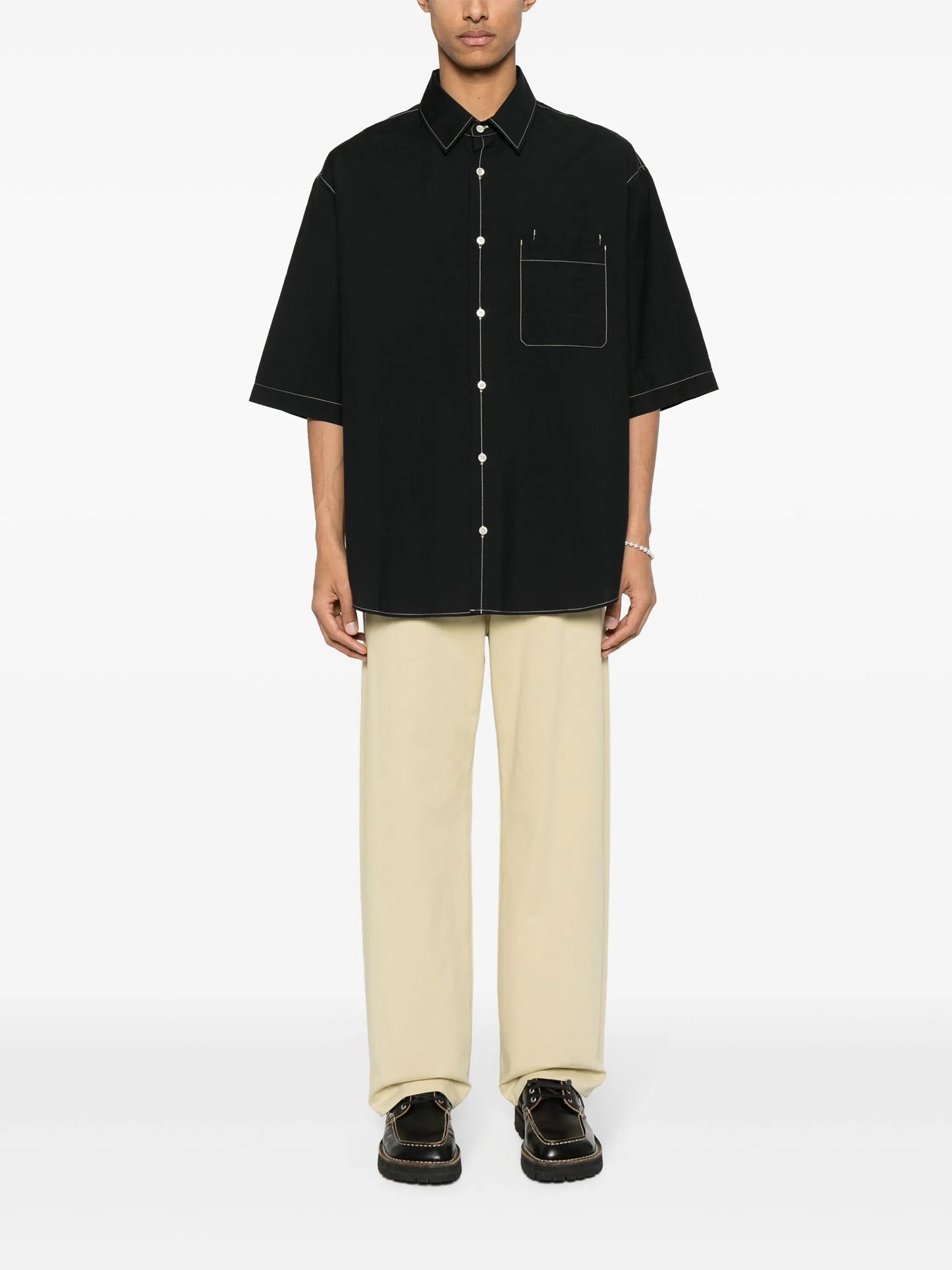 contrast-stitching shirt