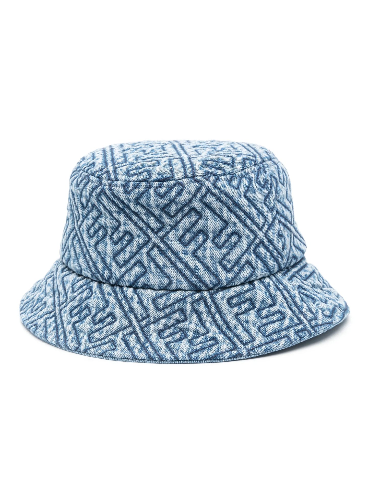 quilted-logo denim bucket hat