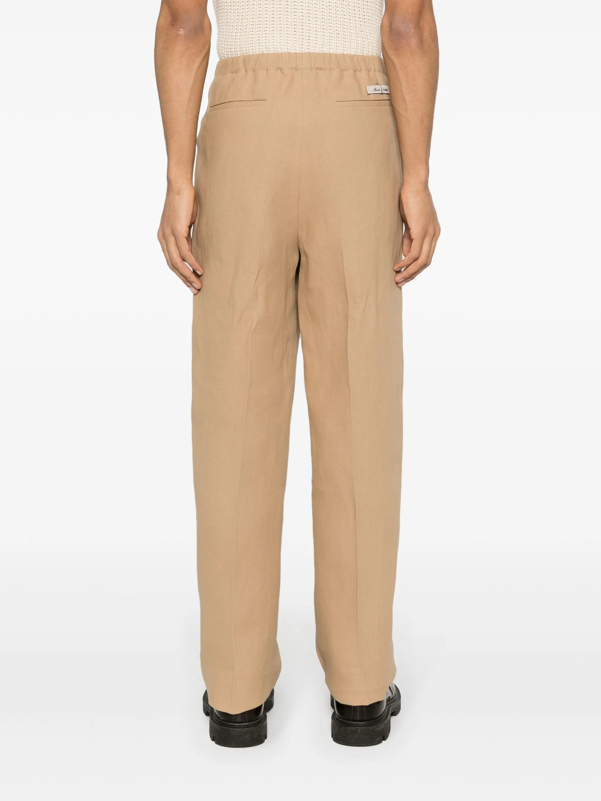 canvas straight-leg trousers