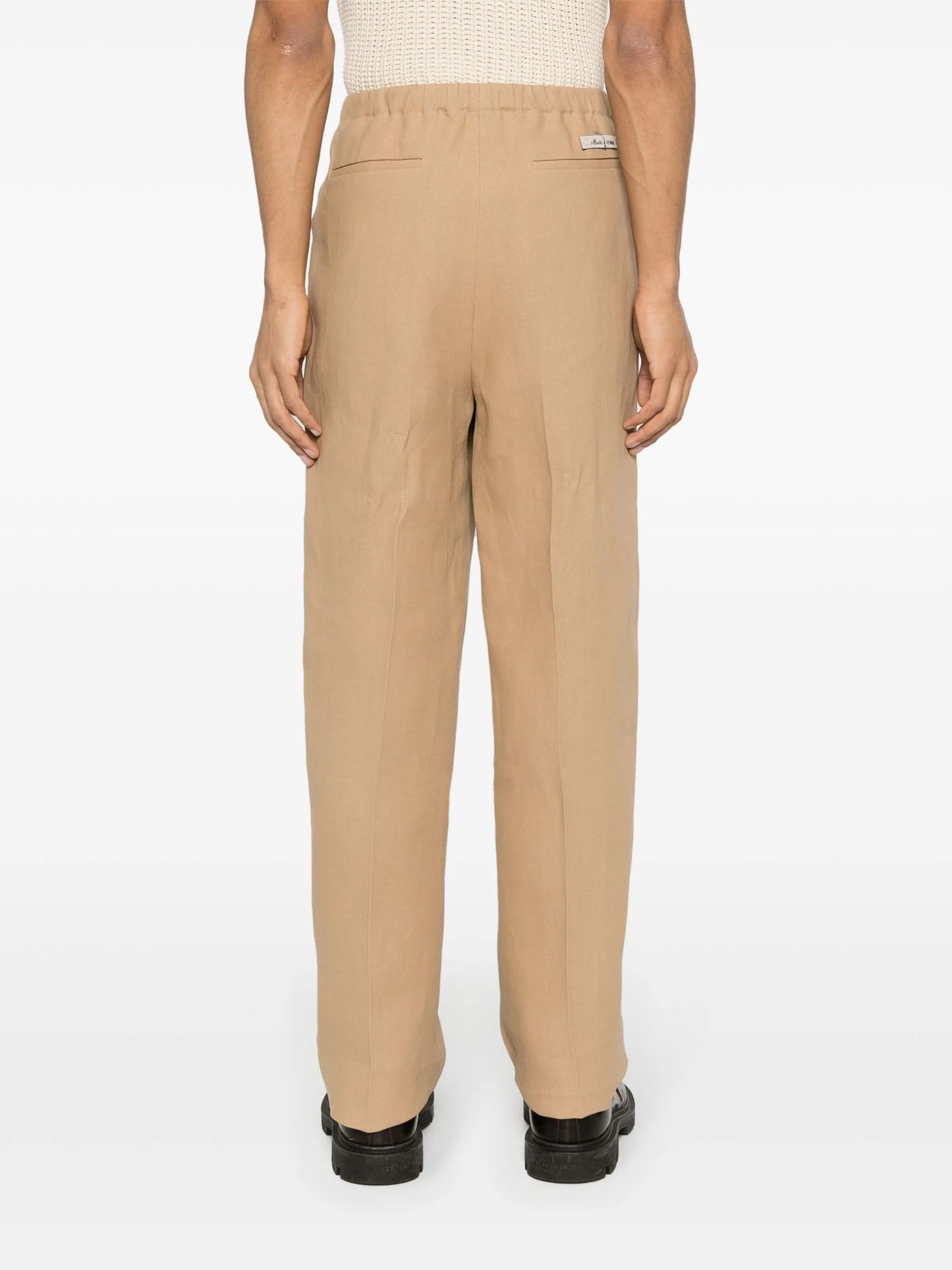 canvas straight-leg trousers