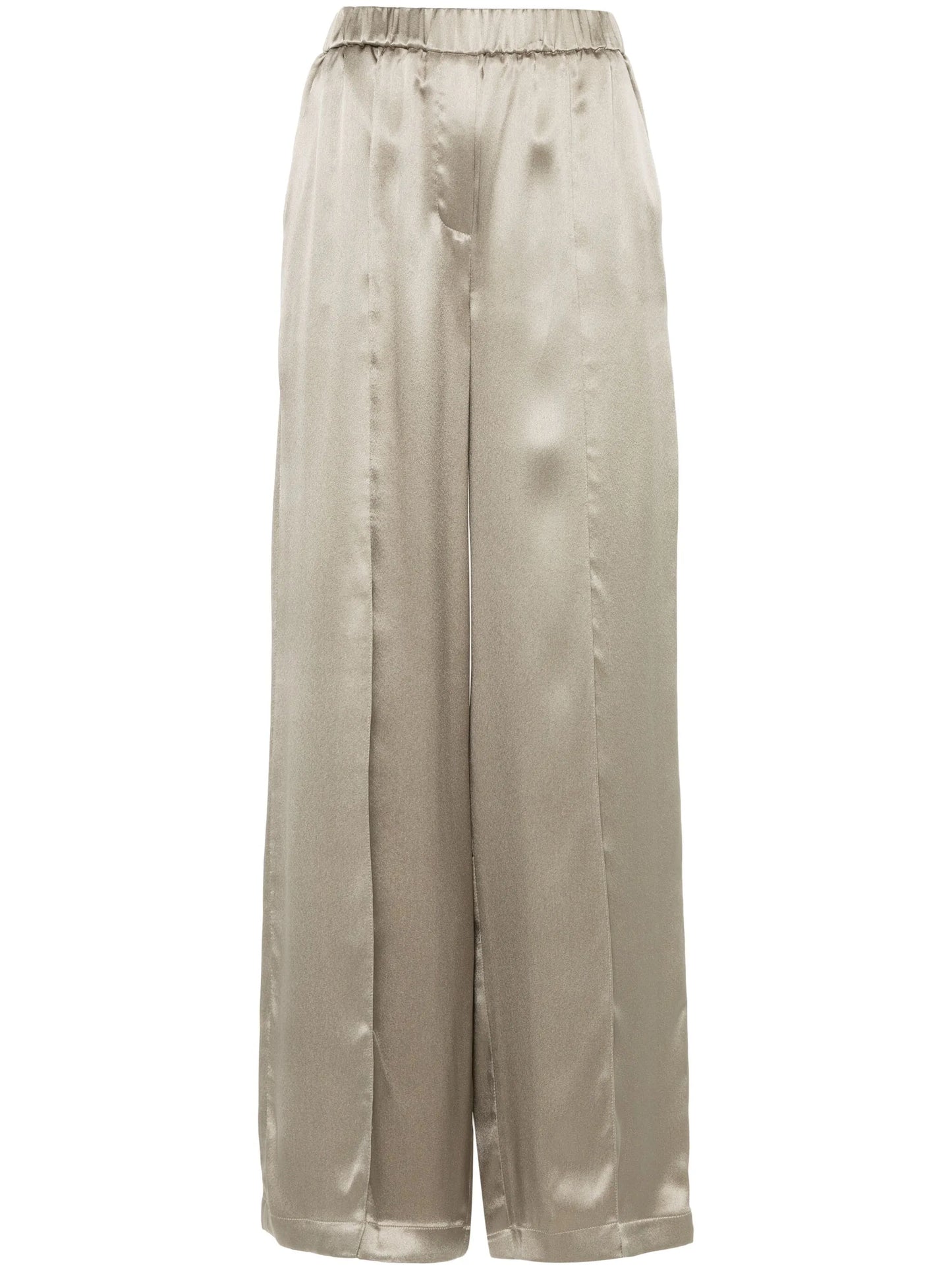 Anagram-embroidered satin trousers