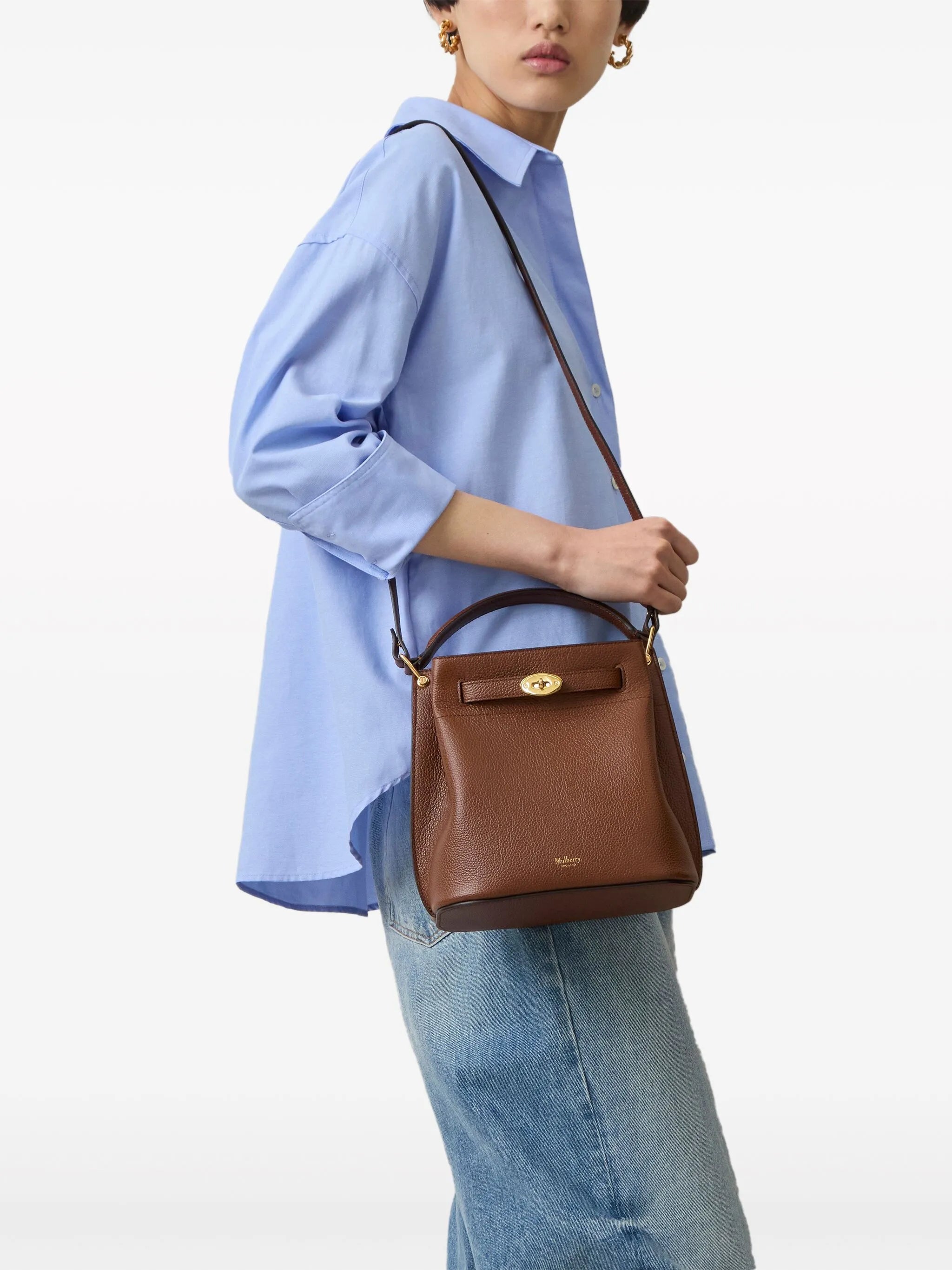 Islington bucket bag in oak two-tone small classic grain