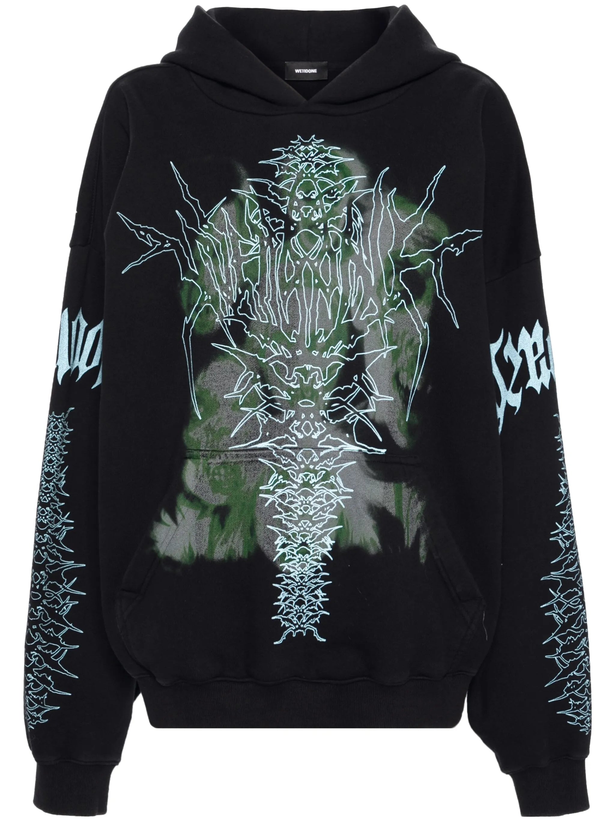 Spike-print cotton hoodie