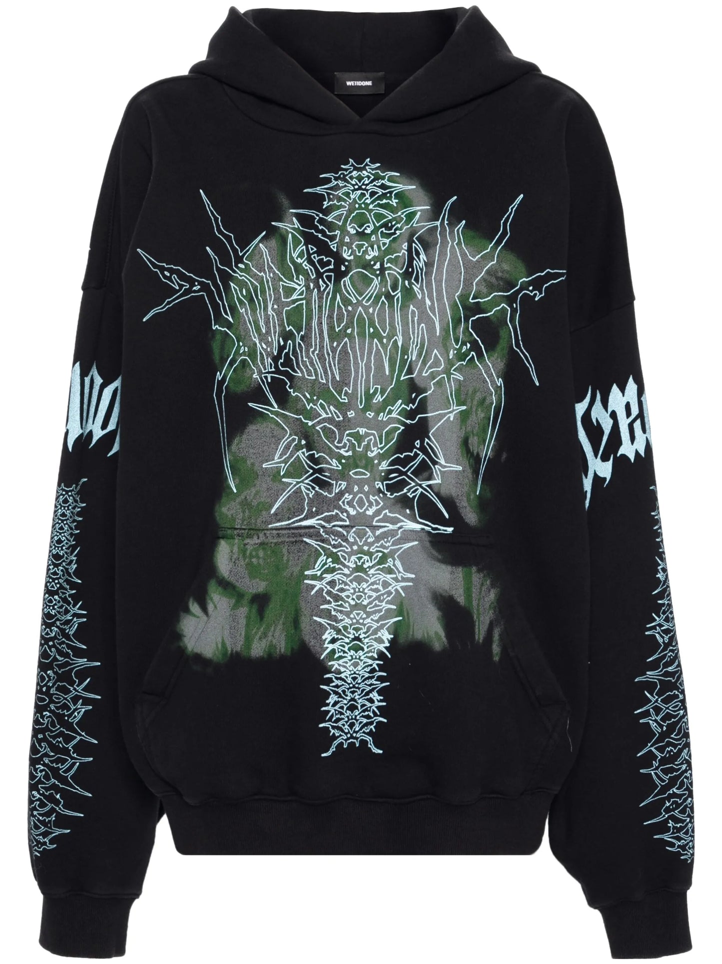 Spike-print cotton hoodie