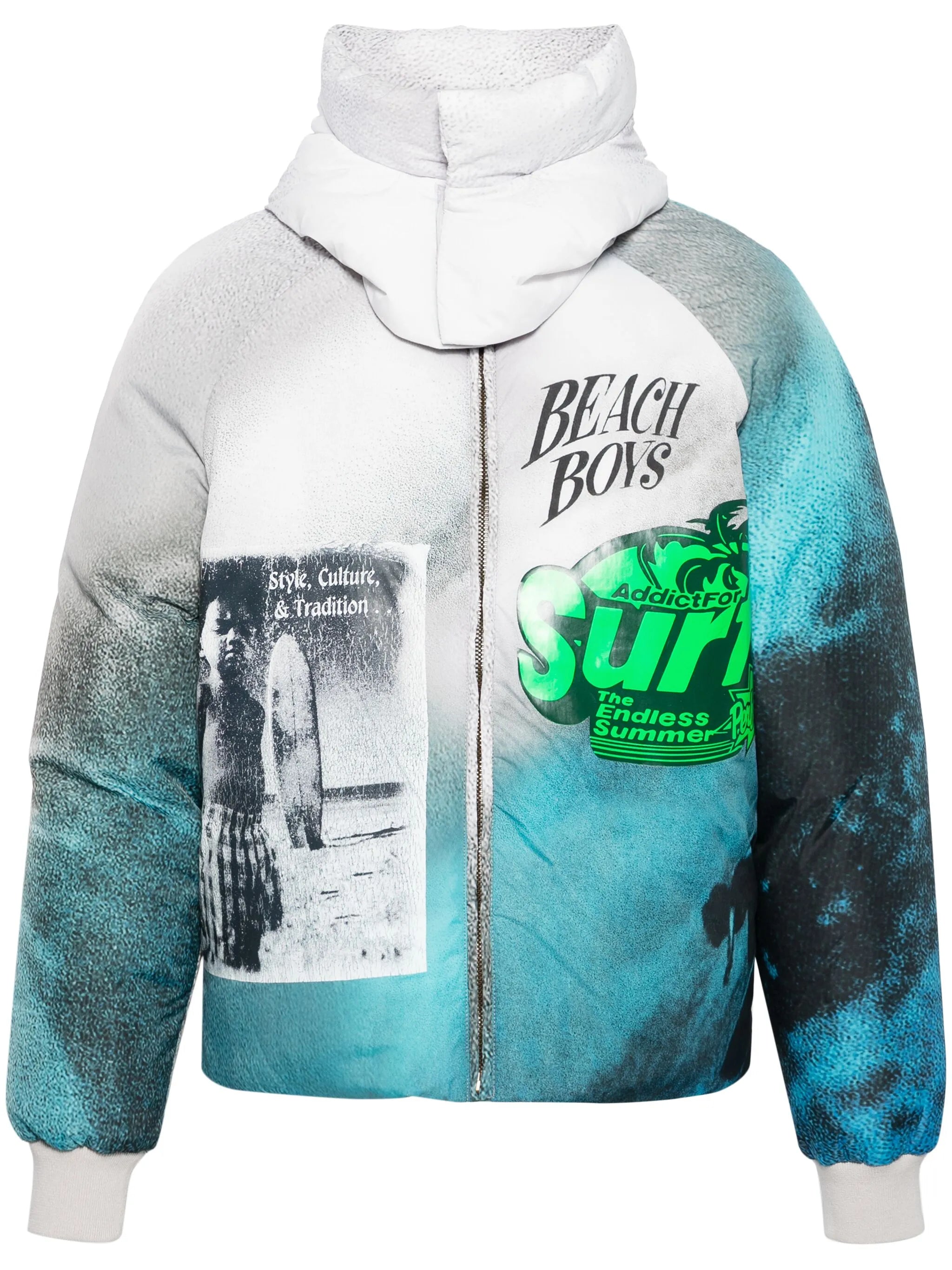 graphic-print hooded puffer jacket