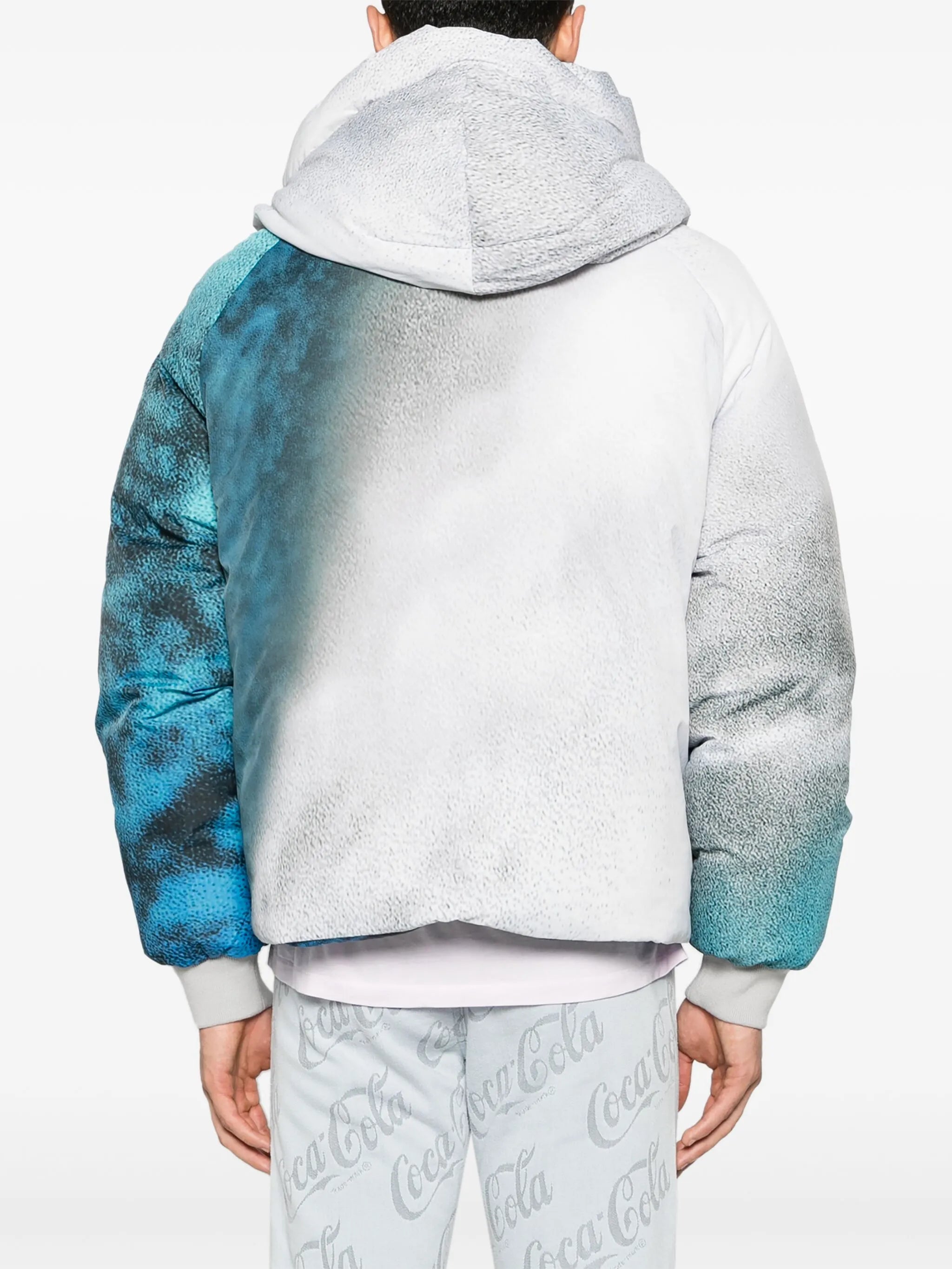 graphic-print hooded puffer jacket